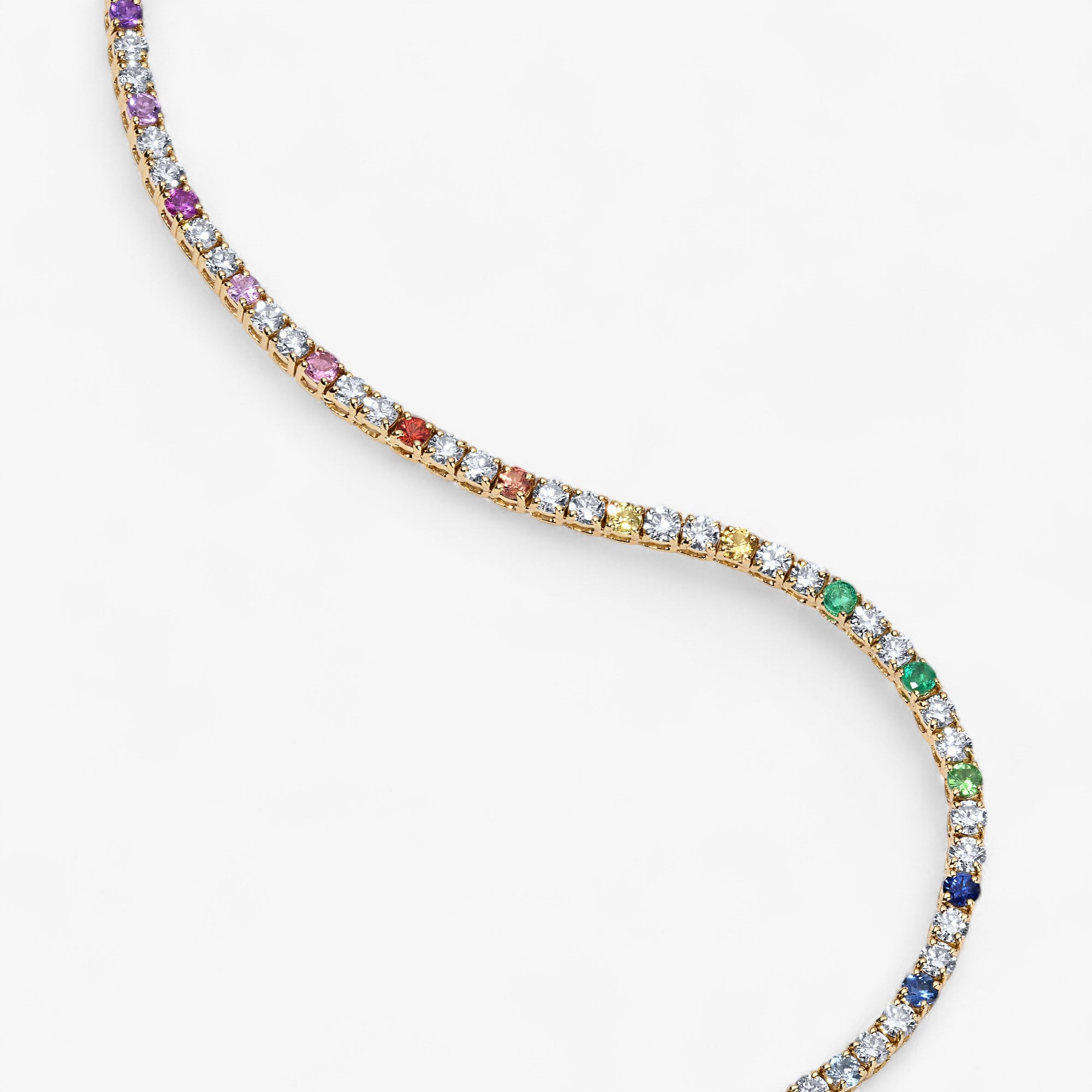 Signature Mini Rainbow Sapphire and Diamond Tennis Necklace: A Symphony of Color and Light