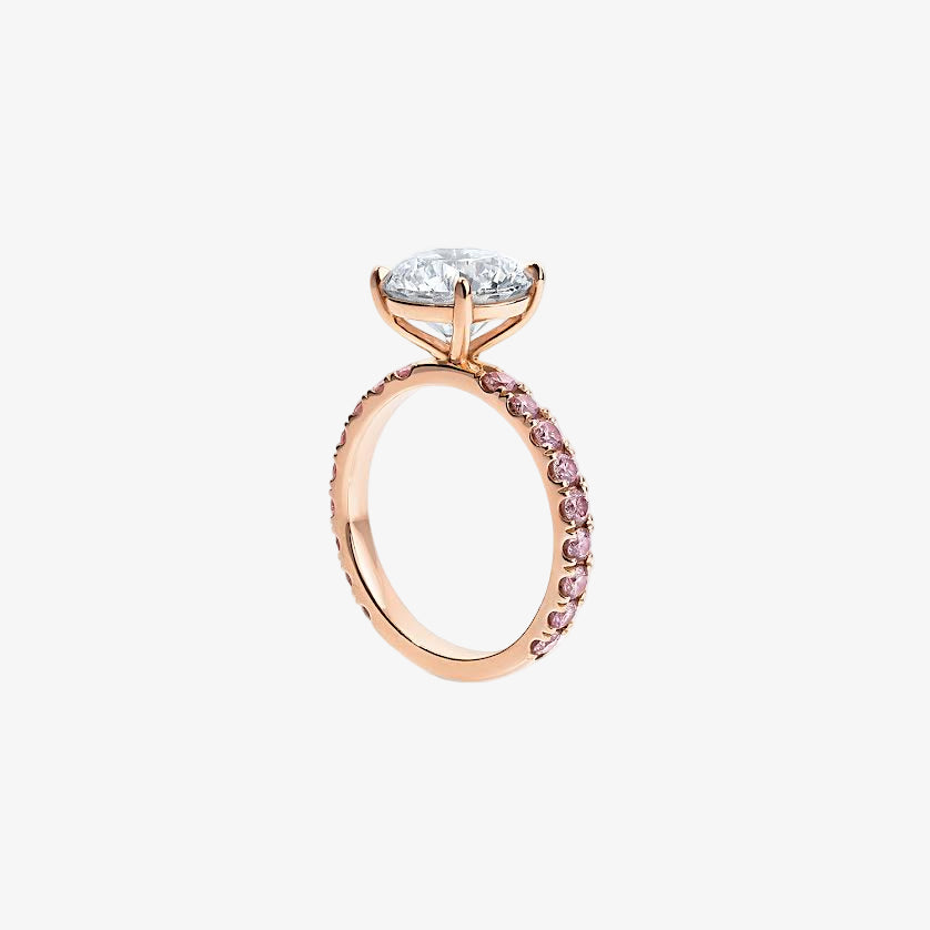 3.01ct Round Brilliant Engagement Ring with Pink Diamond Band
