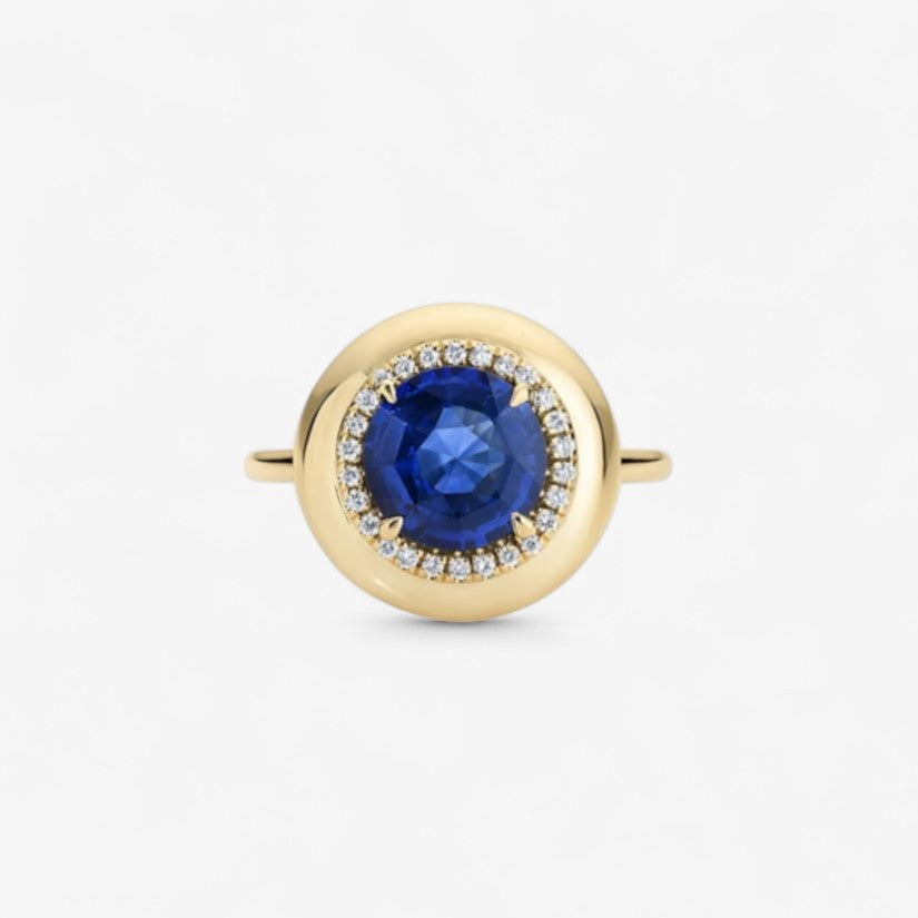 2.08ct Royal Blue Sapphire Candy Button Ring
