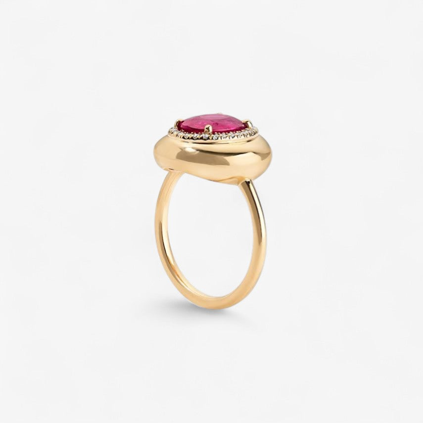 1.98CT Oval Ruby Button Ring
