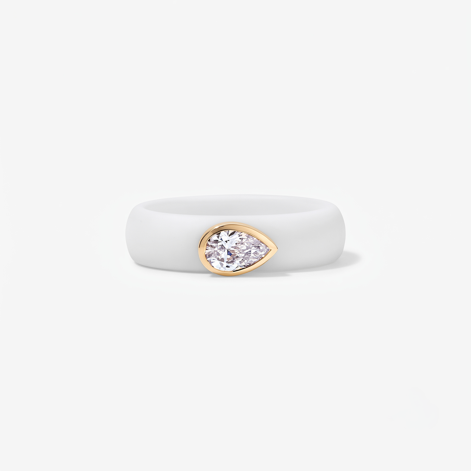 Pear Lab Grown Diamond on Silicone Band 14K Yellow Gold White