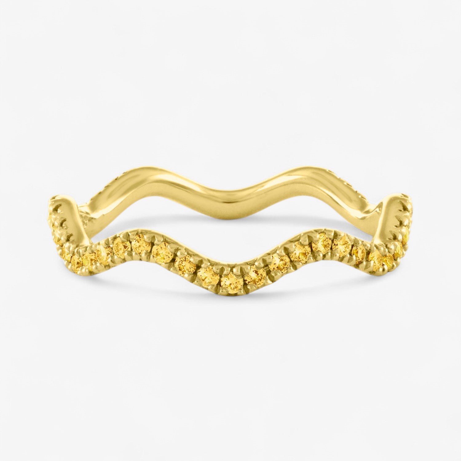 Ivy Rainbow Wavy Stack Band 14K Yellow Gold Yellow Sapphire