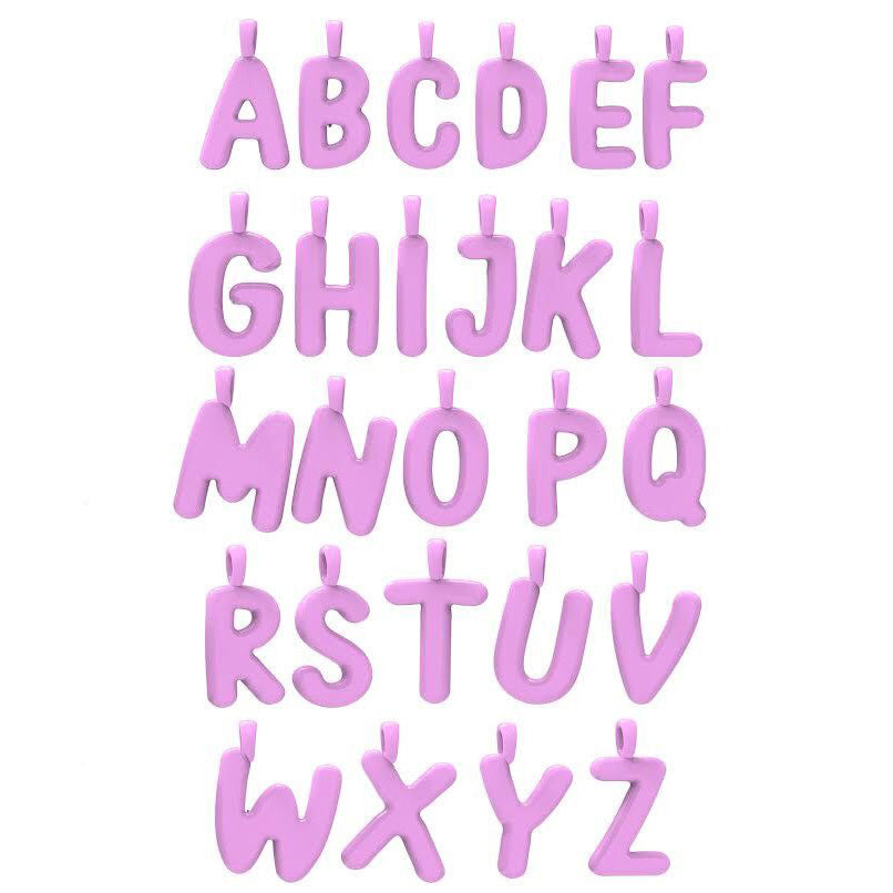 Blue Bead Necklace with Enamel Bubble Initial