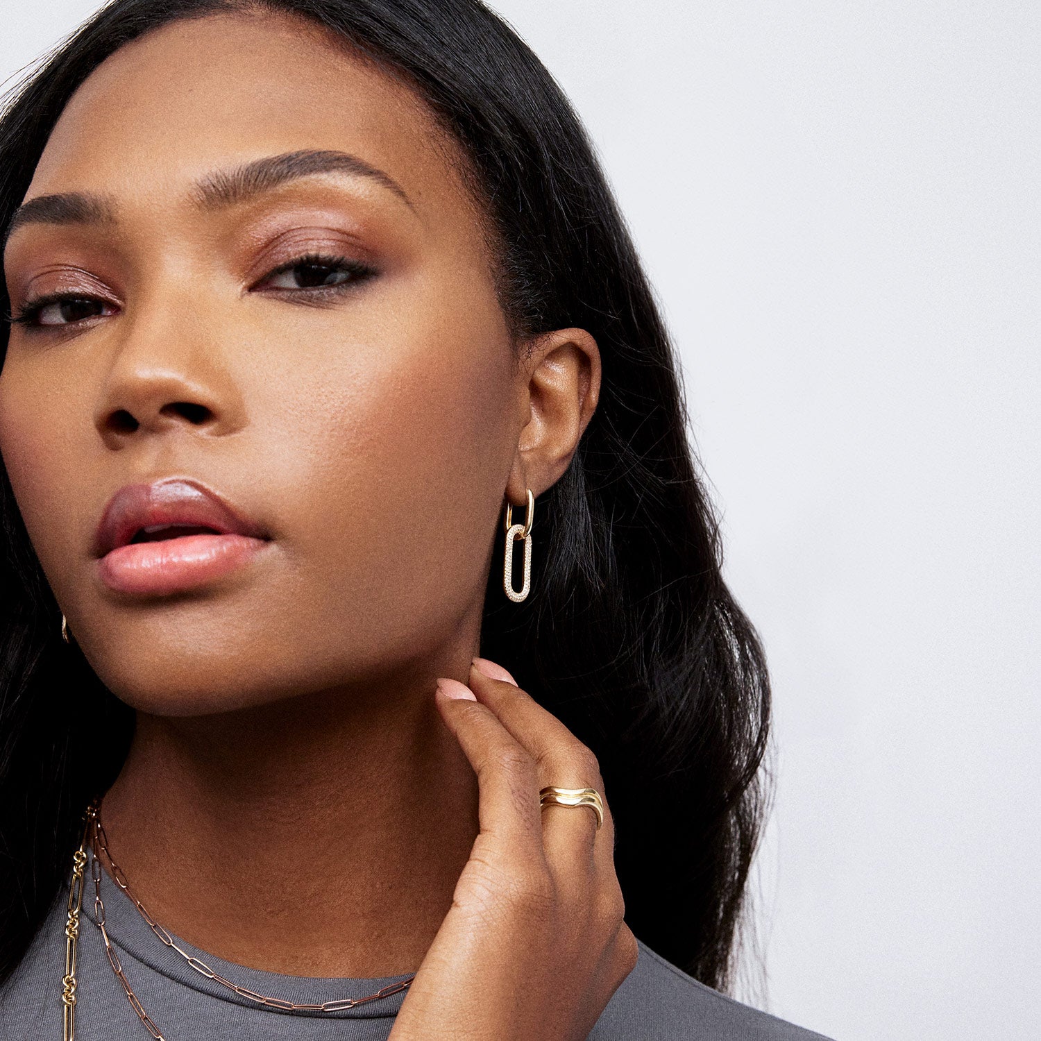 Cleo Paperclip Diamond Drop Earrings