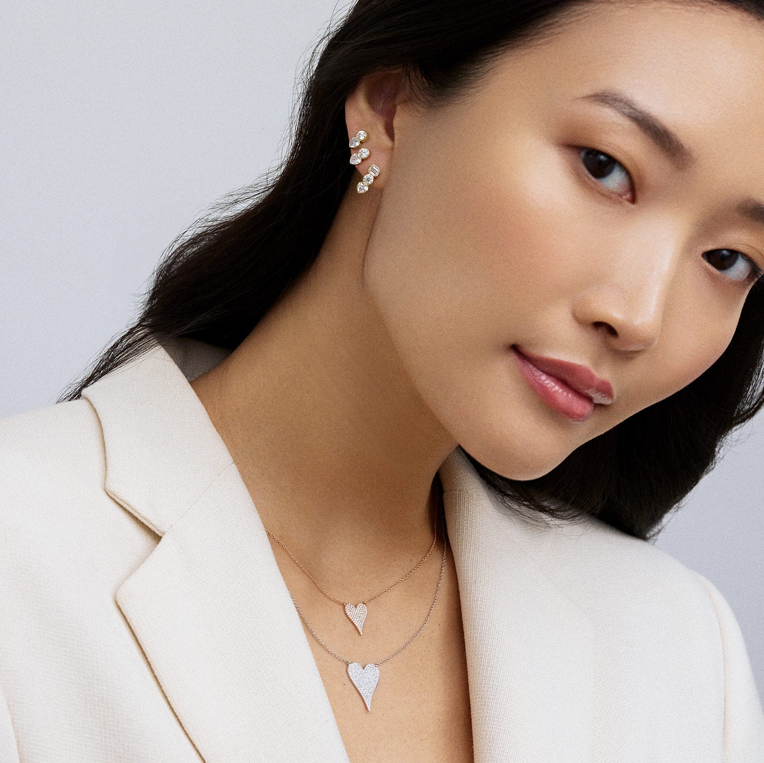 Medium Token Pave Heart Necklace