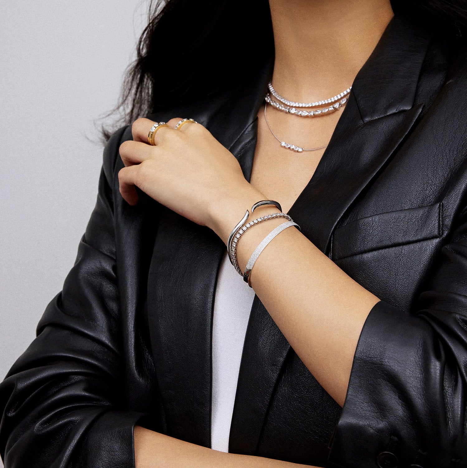 Ivy Five Row Pave Bangle