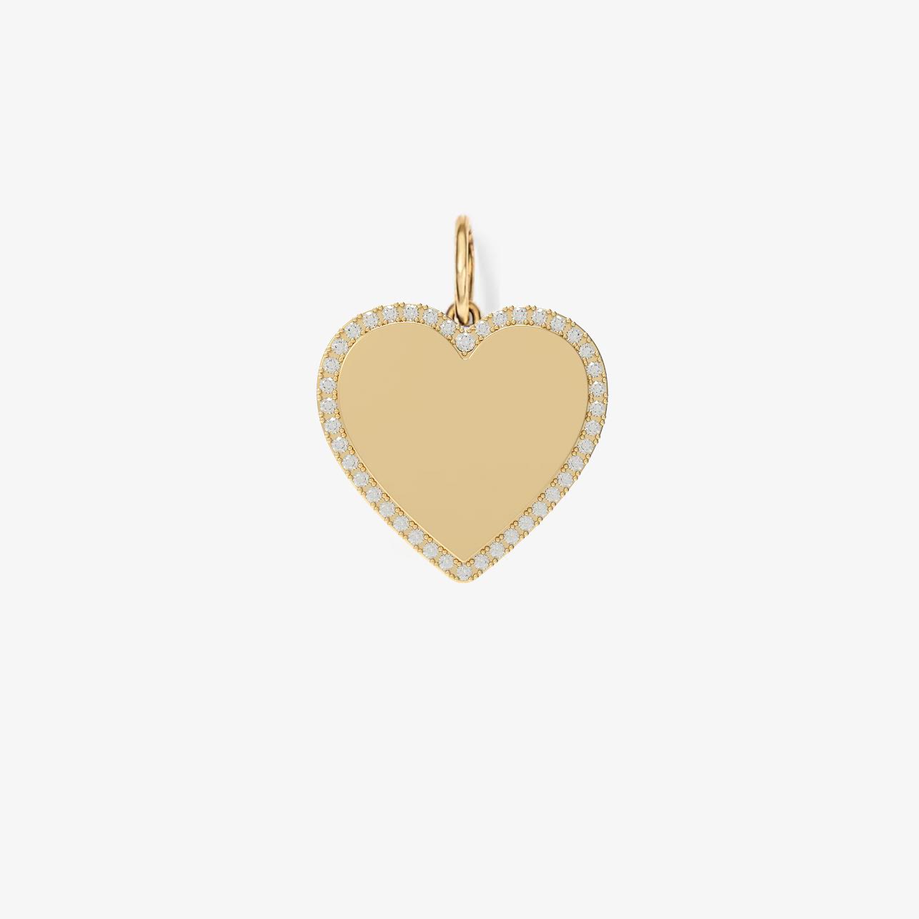 Large Heart Bubble Charm with Pave Outline 14K Yellow Gold
