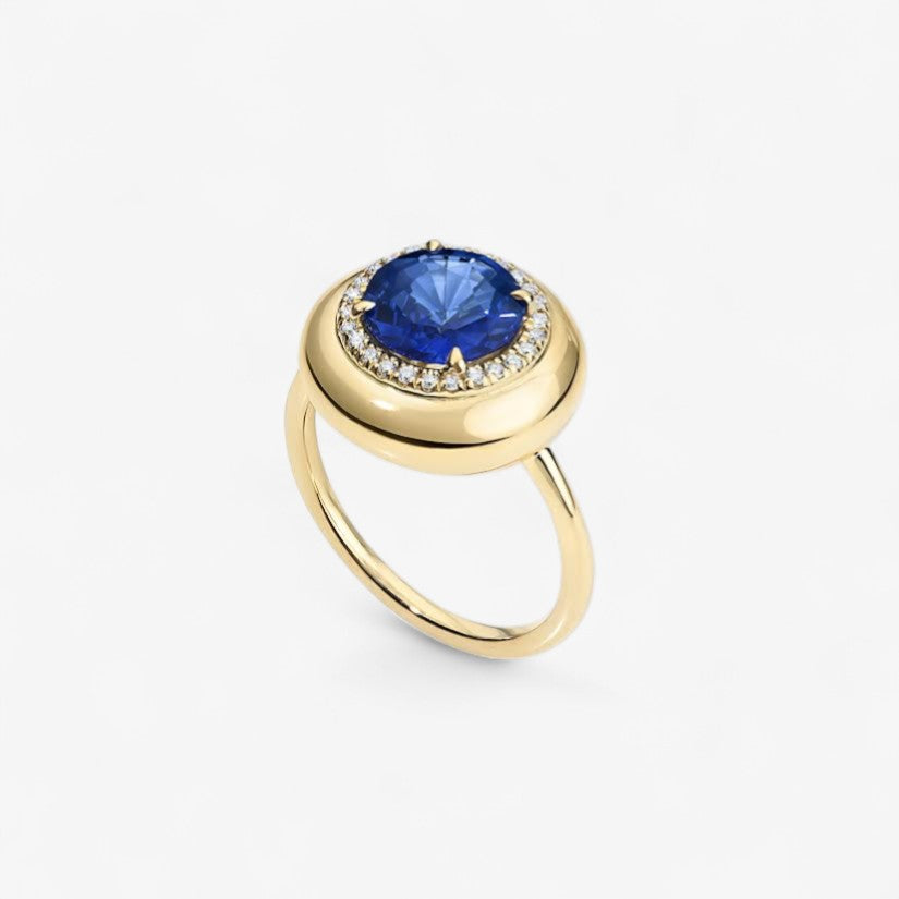 2.08ct Royal Blue Sapphire Candy Button Ring