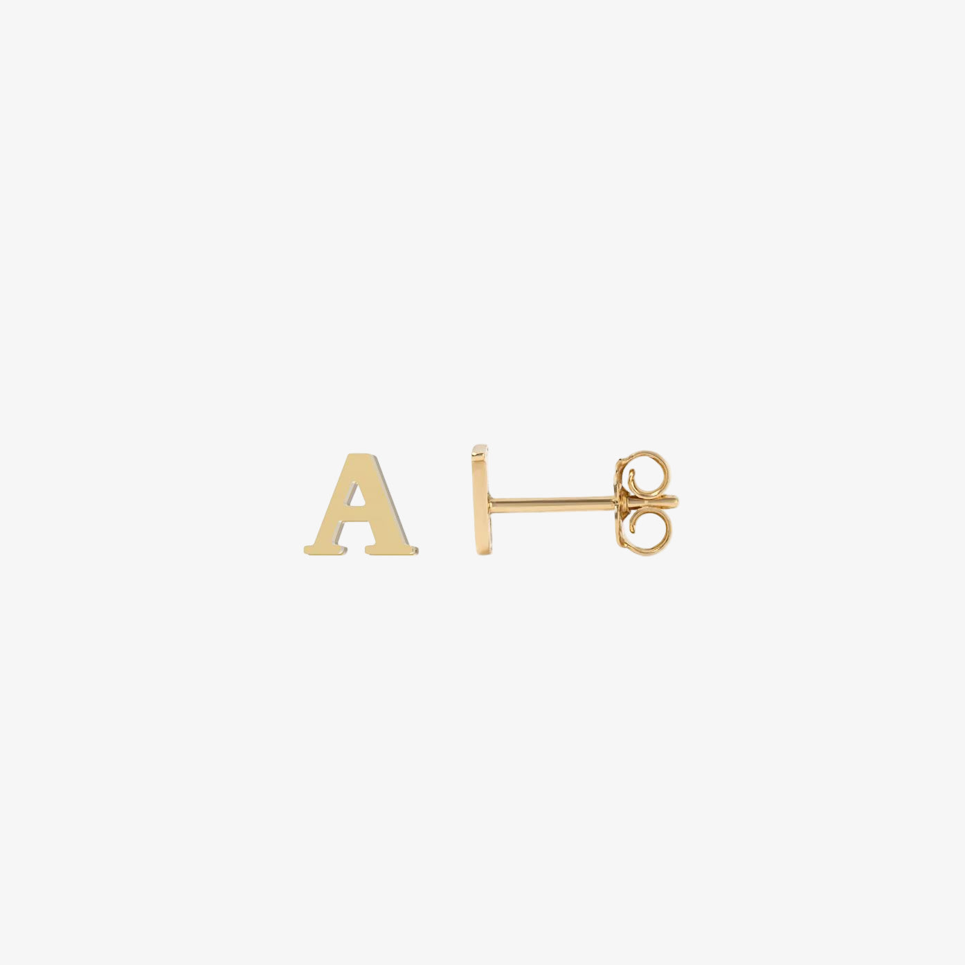 Small Gold A Initial Stud