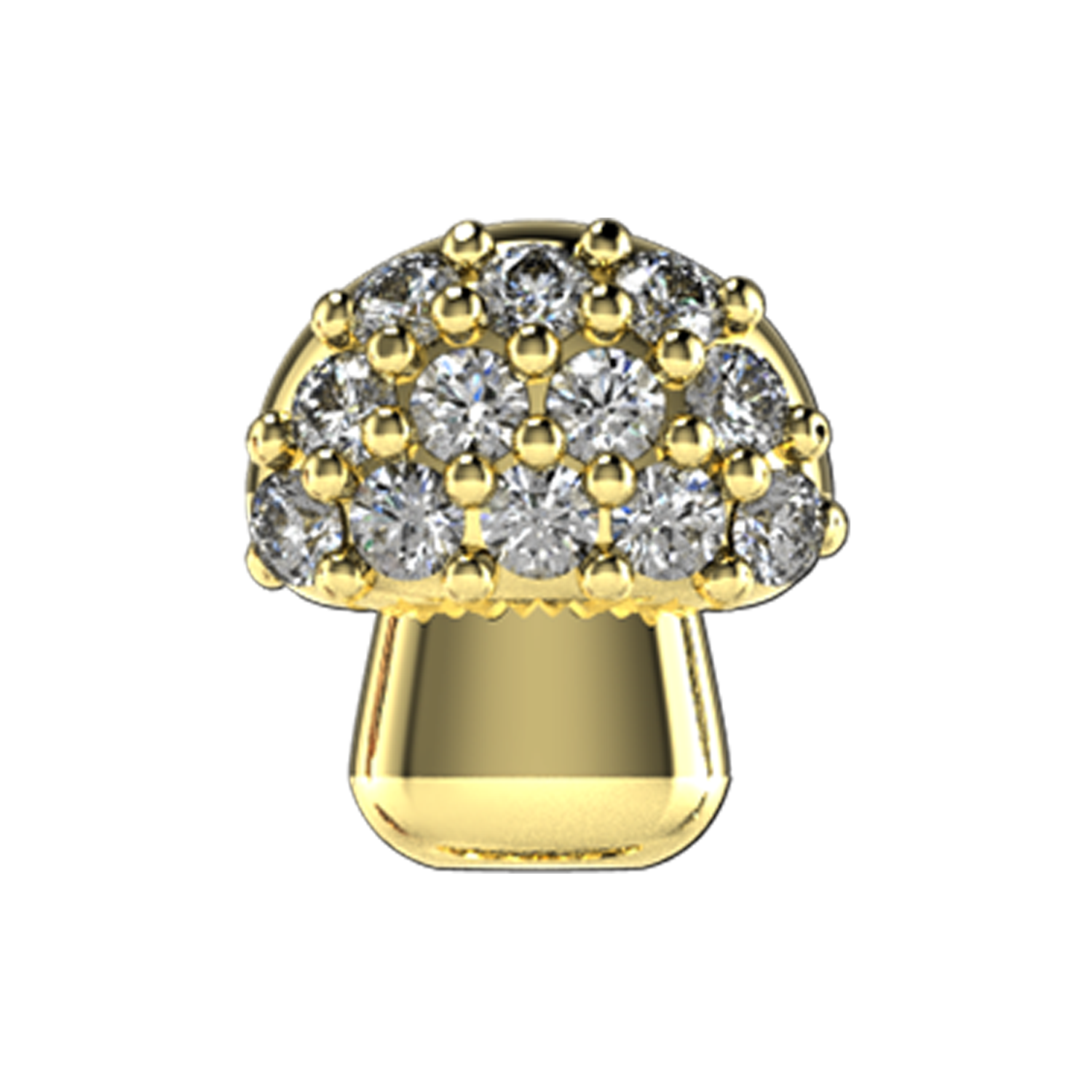 Diamond Mushroom Slider Necklace Charm 14K Yellow Gold