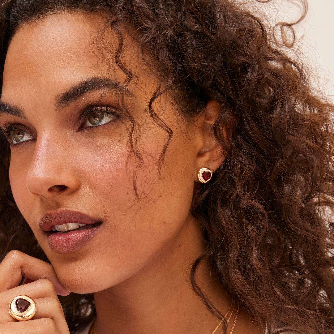 Candy Button Heart Studs