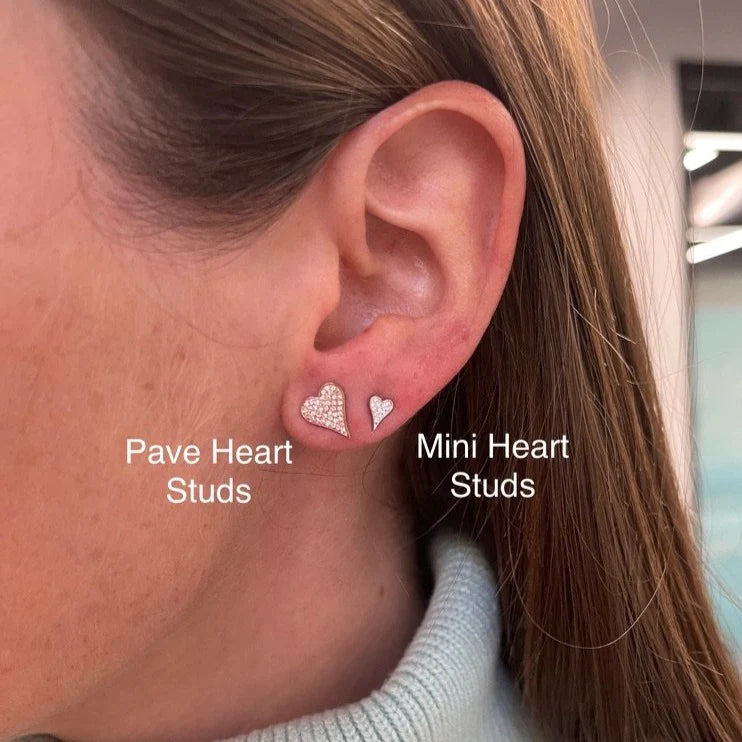 Pave Heart Studs