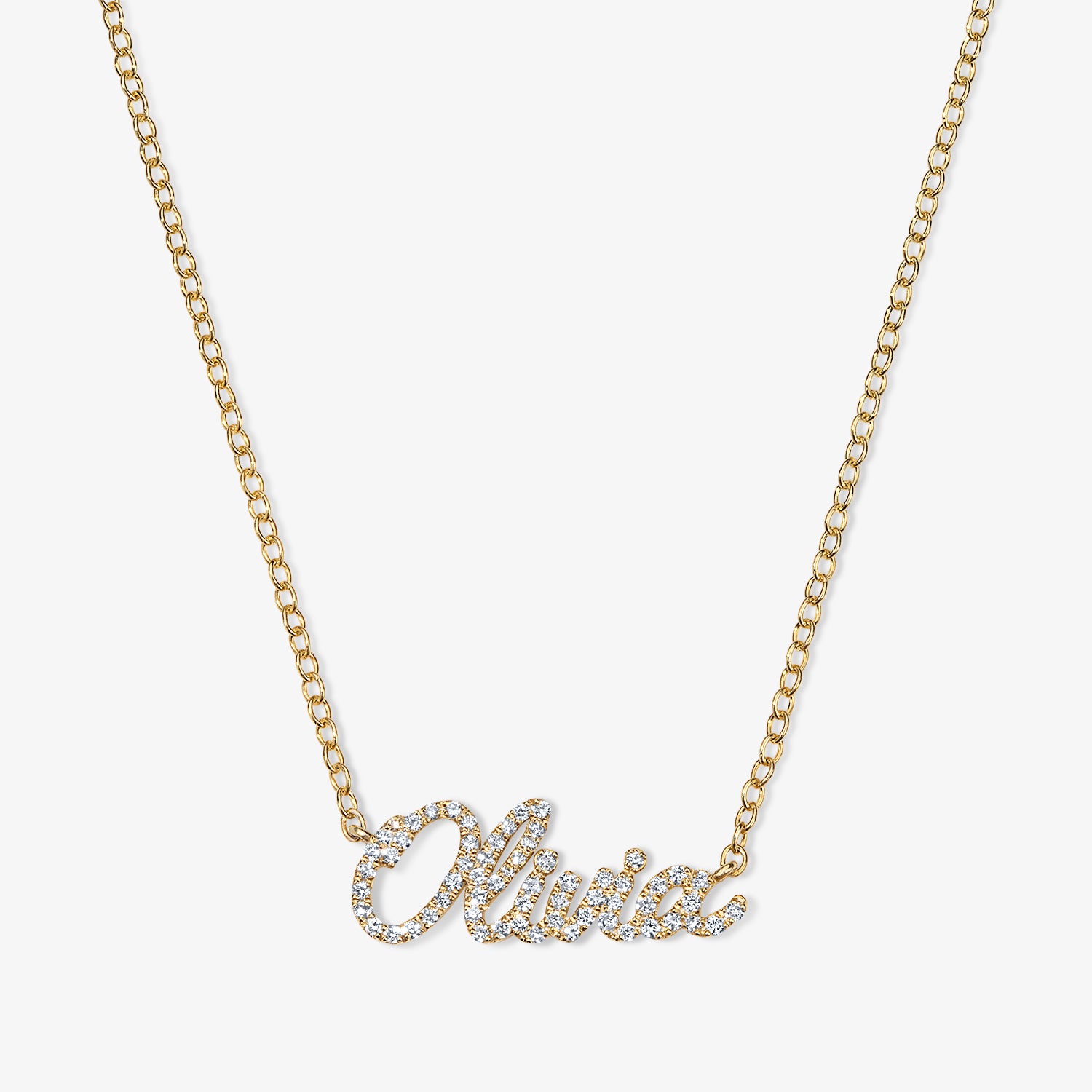 Pave Signature Script Necklace