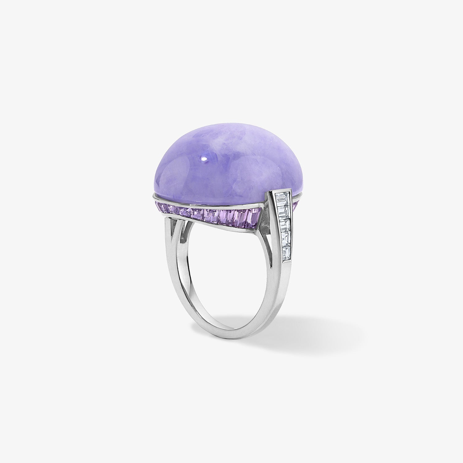 Lavender Jade Cocktail Ring with Pink Sapphires