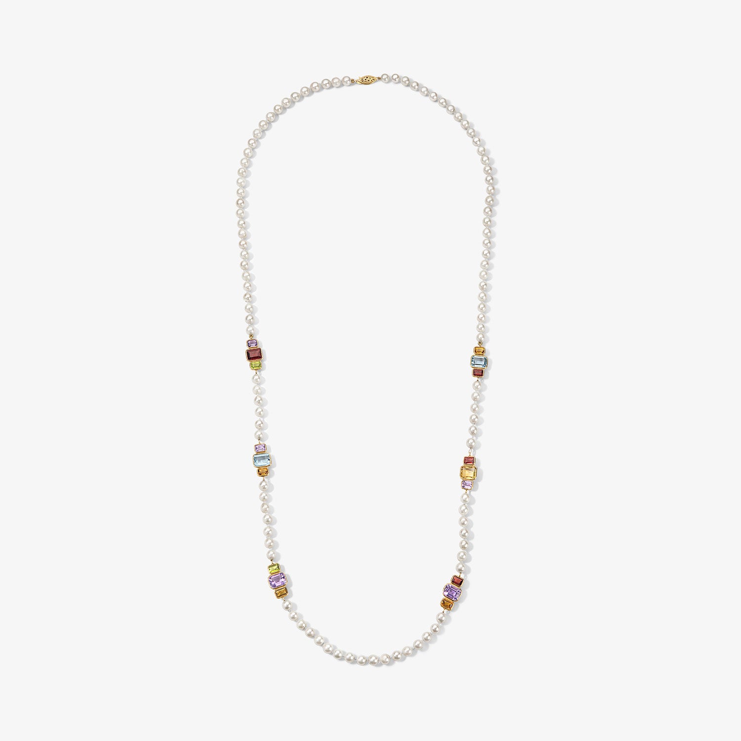 Cultured Pearls and Multi Gemstone Necklace