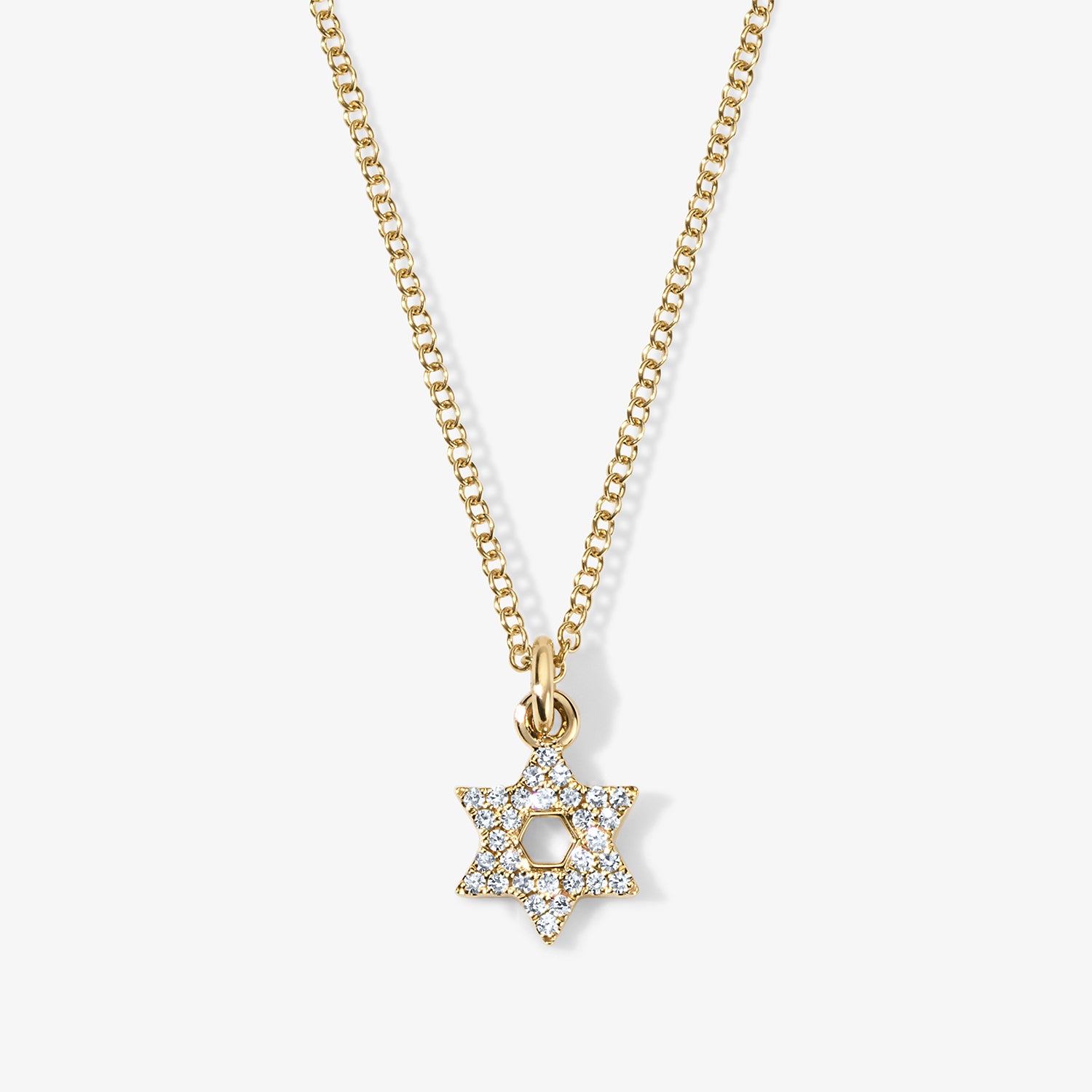 Mini Token Pave Star of David Necklace 14K Yellow Gold