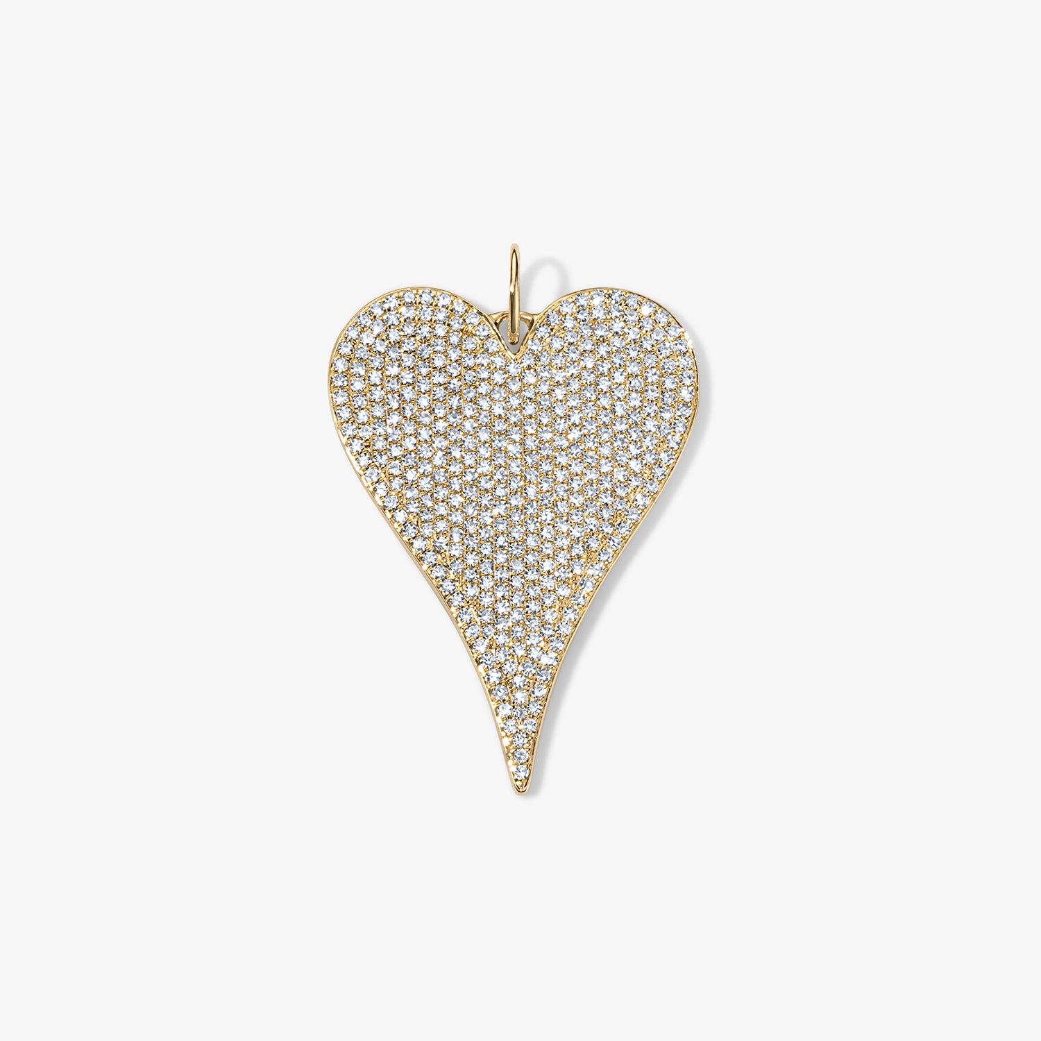 Jumbo Token Pave Heart Charm 14K Yellow Gold