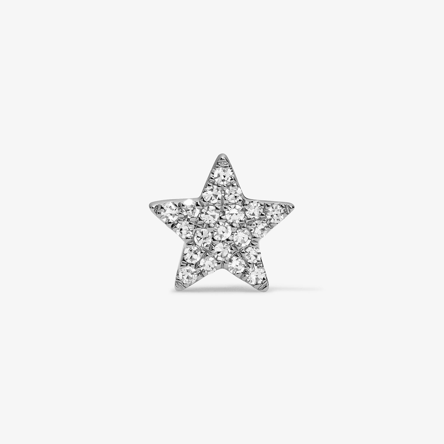 Mini Token Pave Star Studs 14K White Gold Single