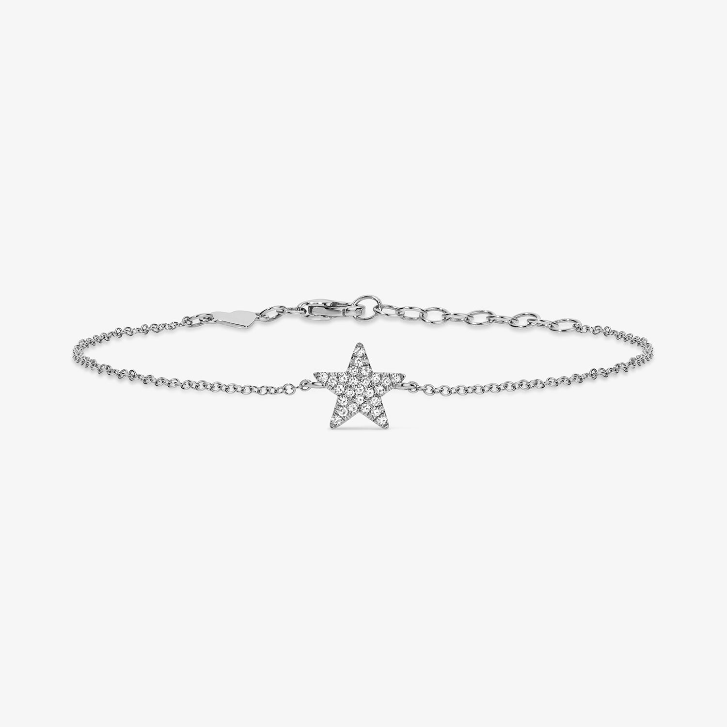 Mini Token Pave Star Bracelet 14K White Gold