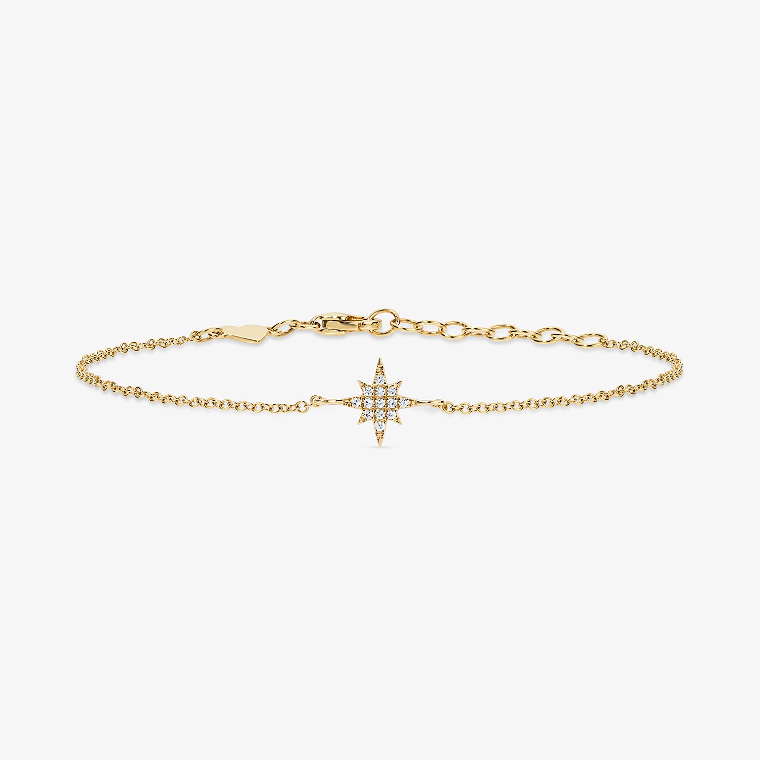 Mini Token Pave North Star Bracelet 14K Yellow Gold