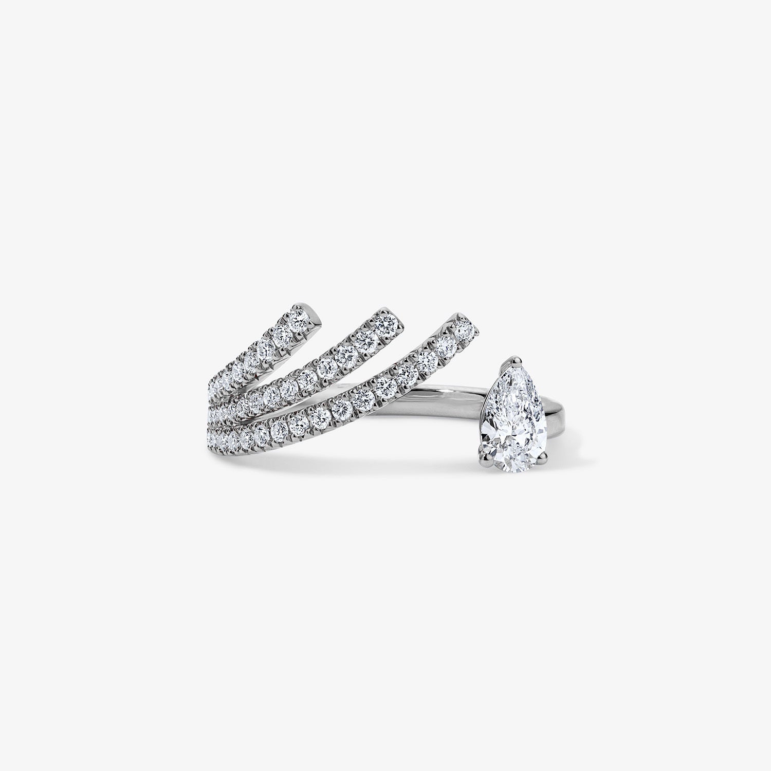 Astrid Pave Flare Ring with Floating Diamond 14K White Gold