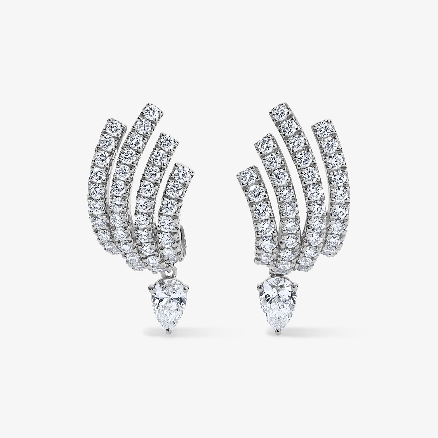 Astrid Pave Flare Drop Earrings 14K White Gold