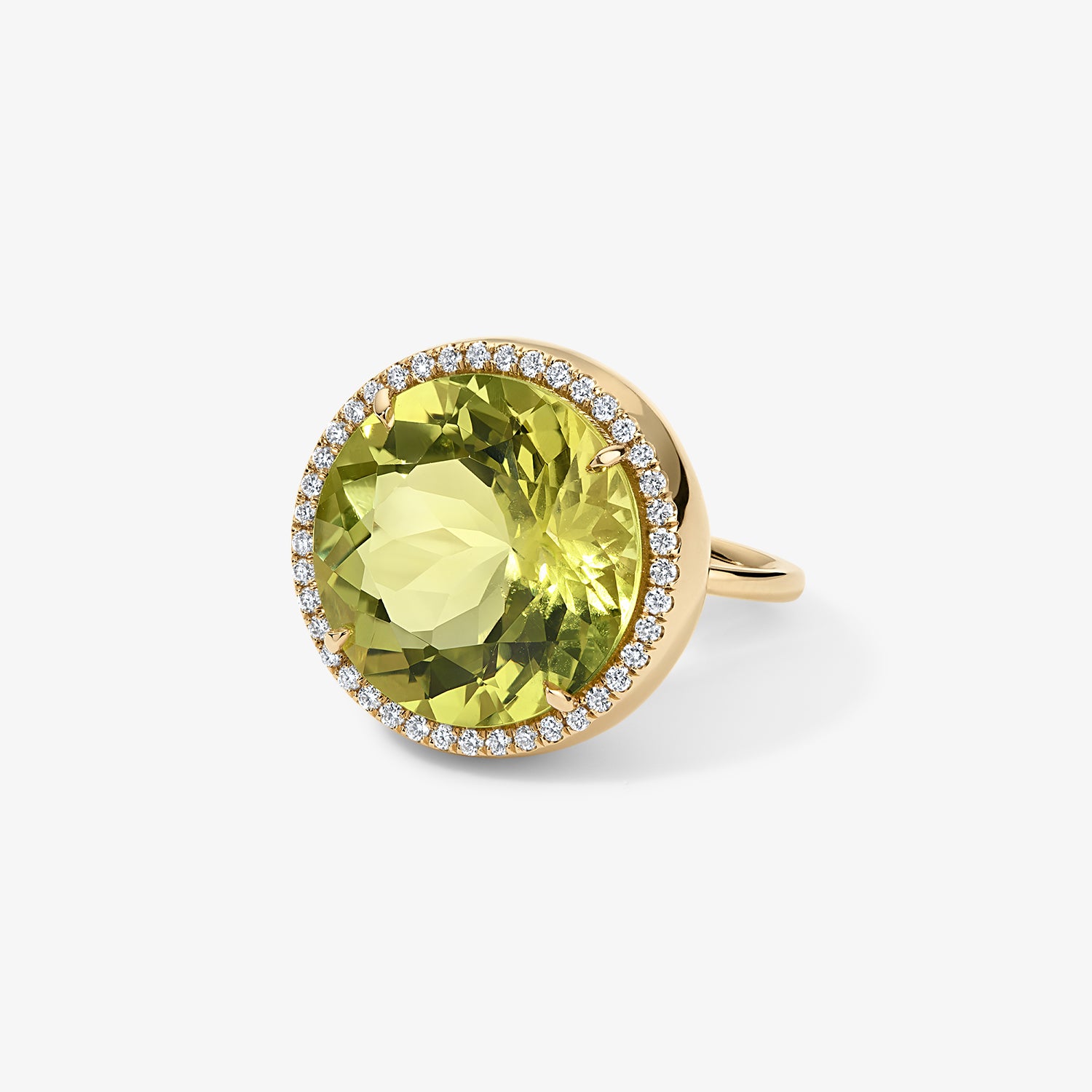 Lemon Quartz Candy Button Ring