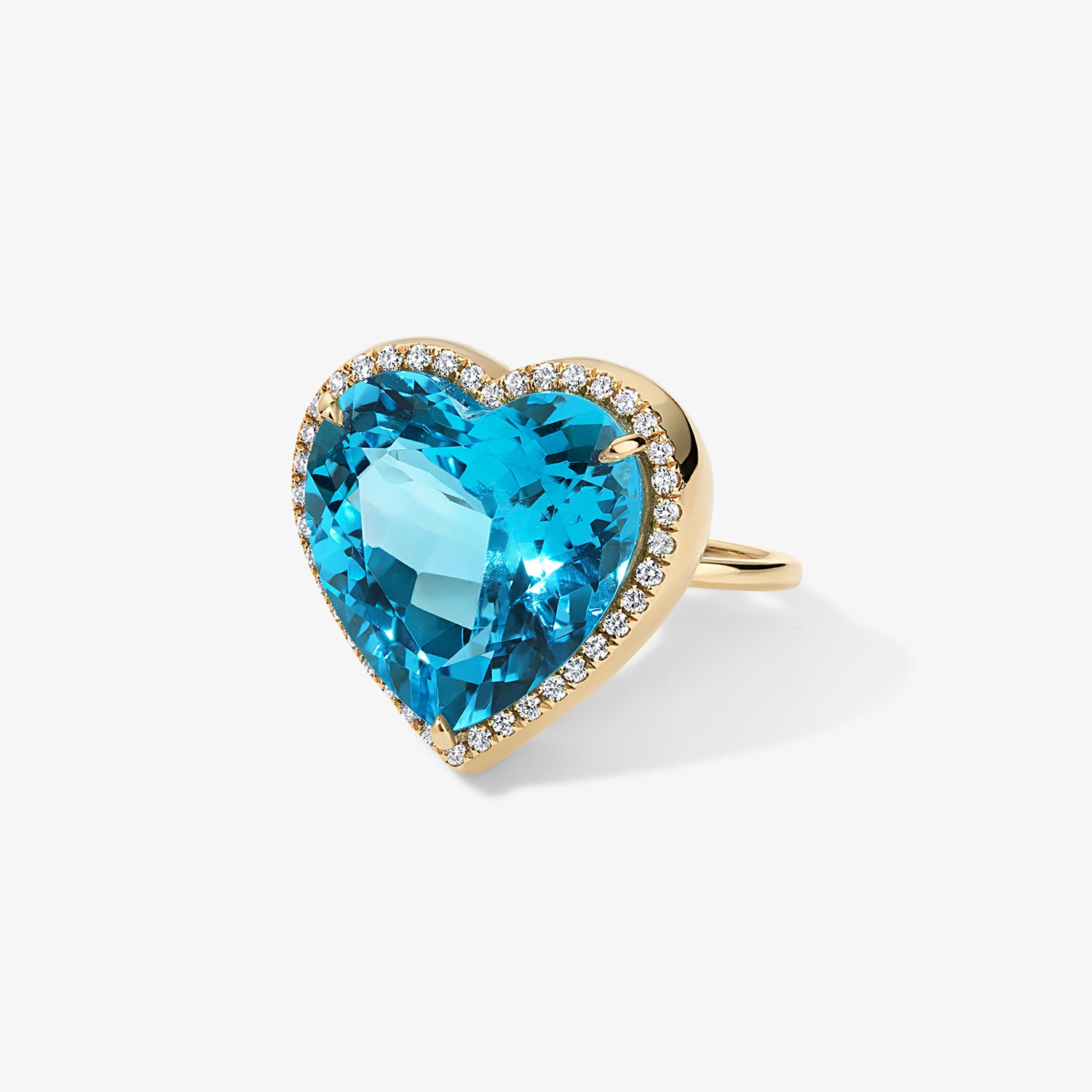 Blue Topaz Heart Candy Button Ring