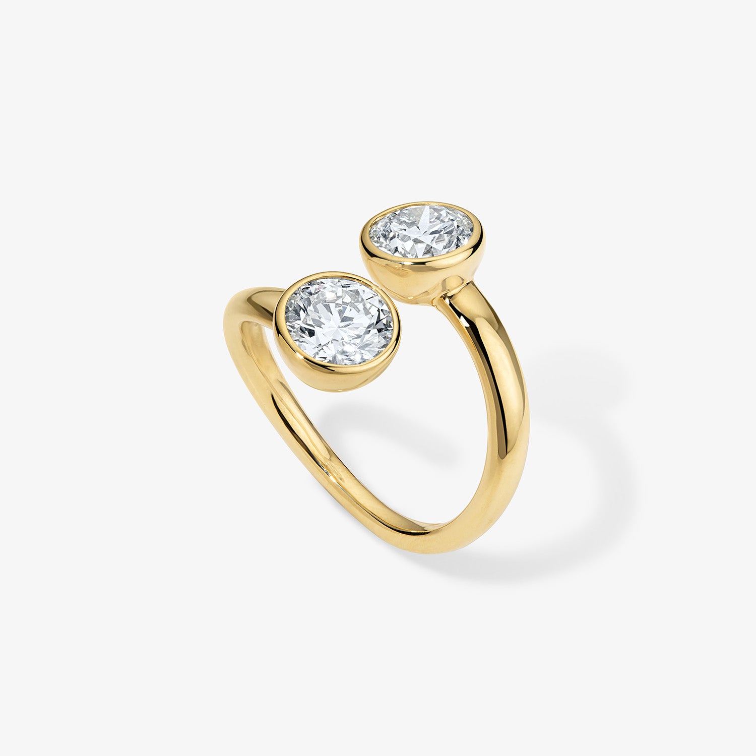 Signature Round Brilliant Bezel Set Bypass Engagement Ring