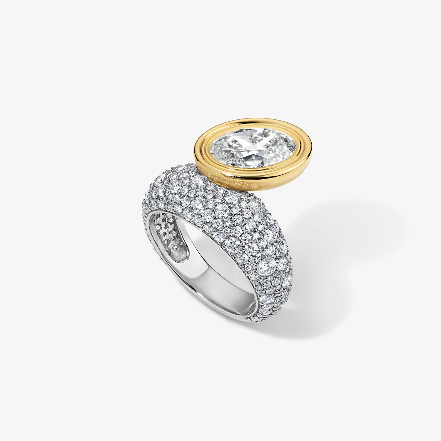Two Tone Oval and Pave Madison Dome Engagement Ring
