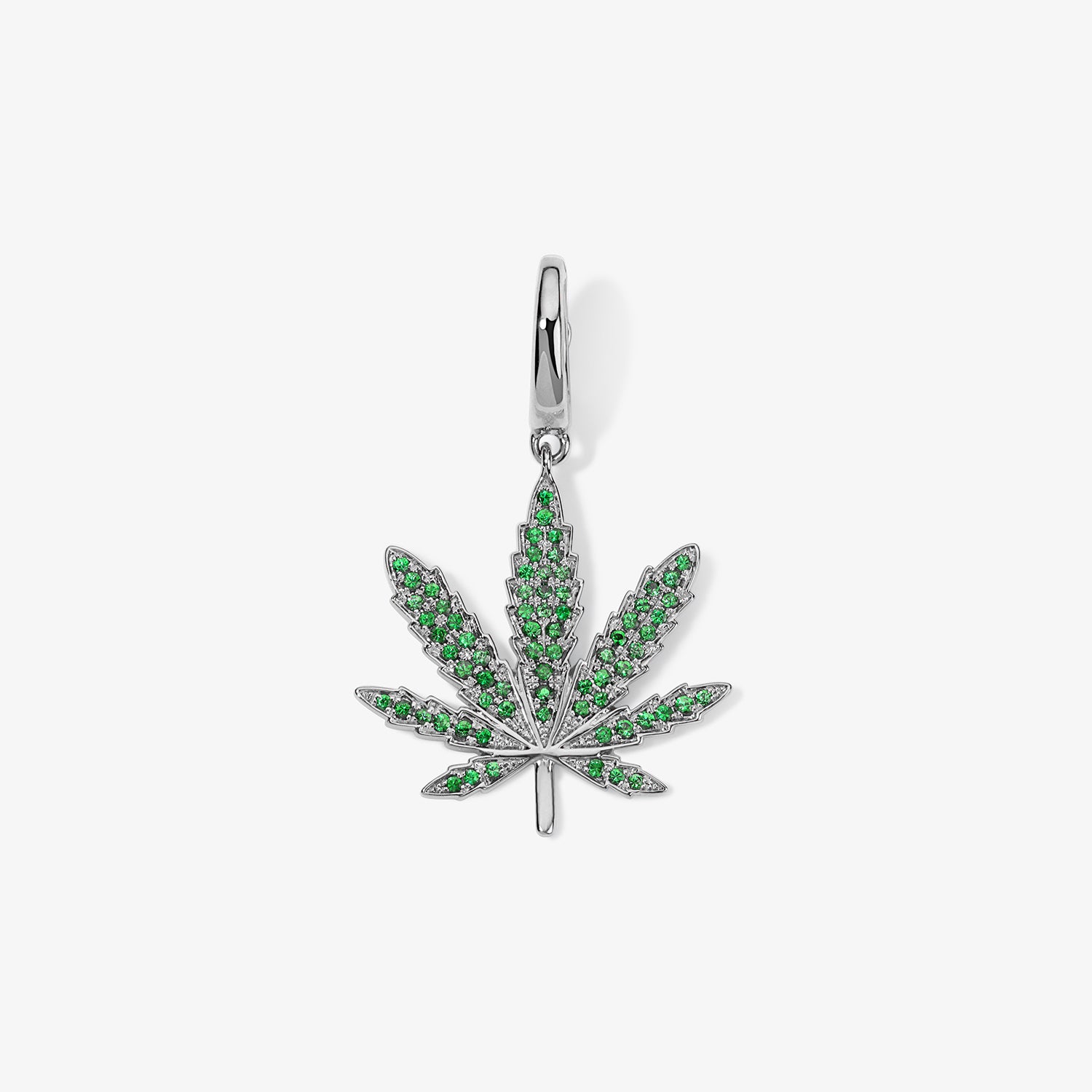 Large Token Marijuana Charm 14K White Gold