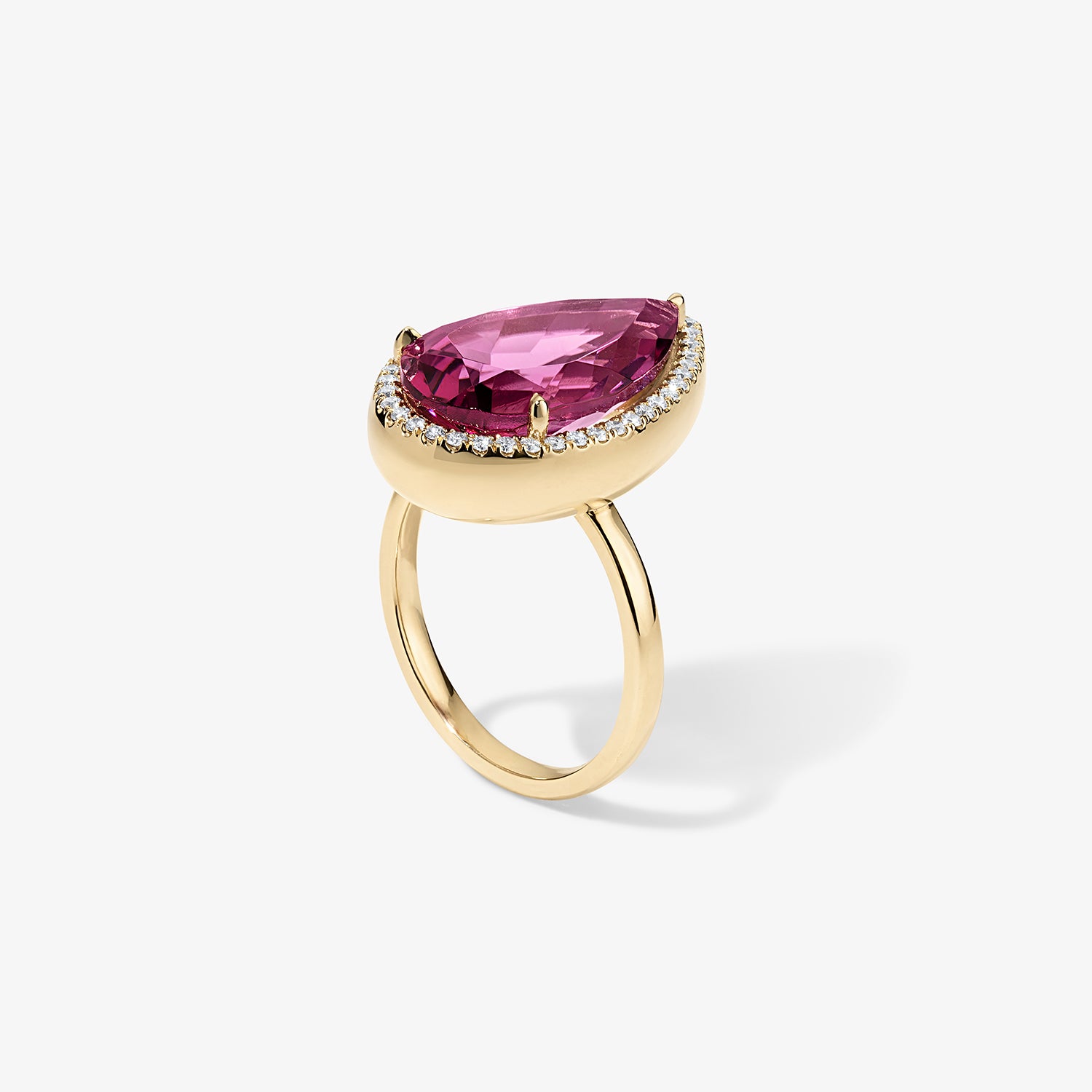 Rubellite Pear Candy Button Ring