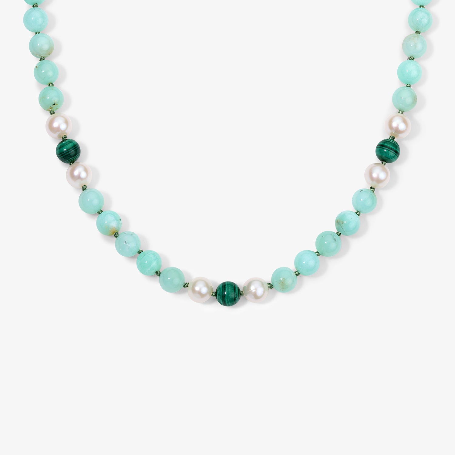 Kendall Chrysoprase Necklace with Pearls & Malachite