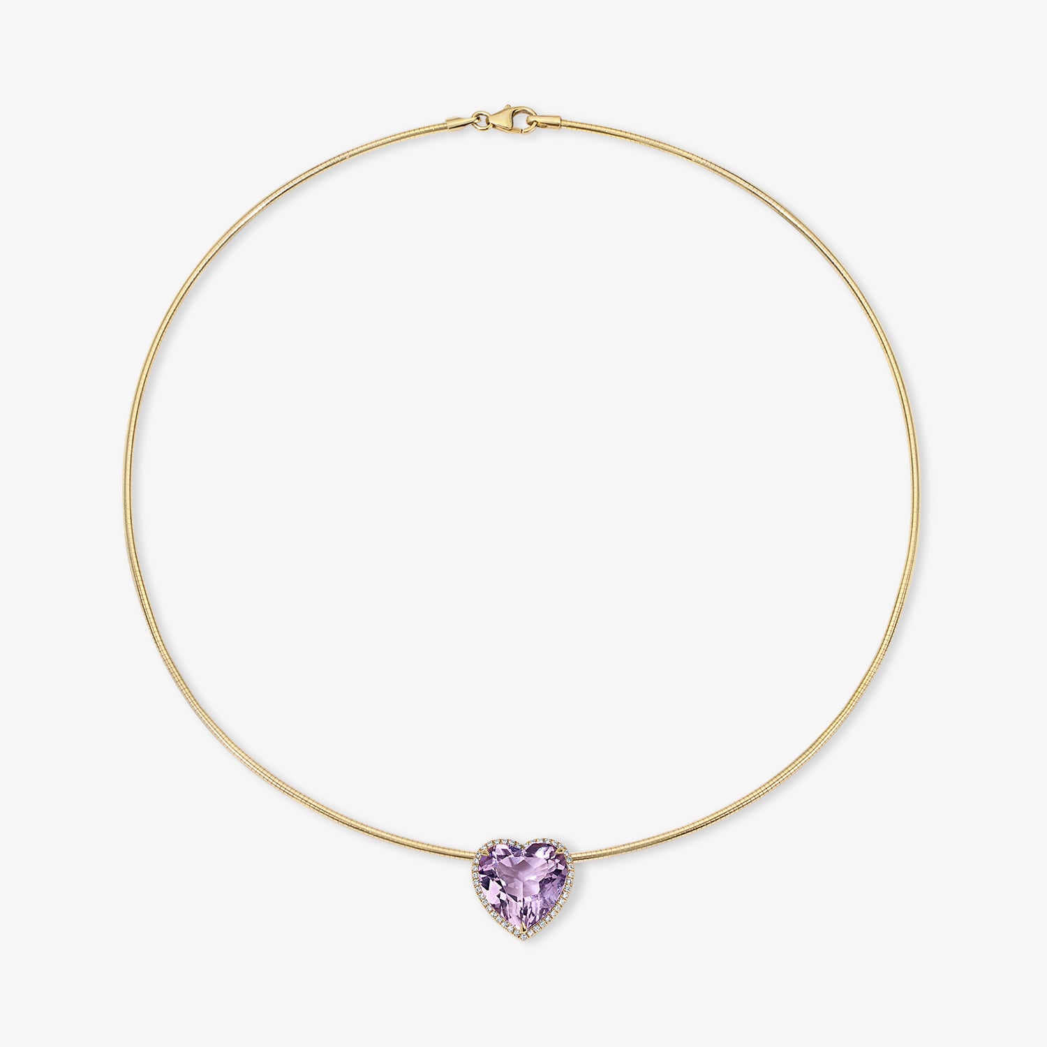 Heart Rose De France Candy Button Halo Pendant on Omega Chain