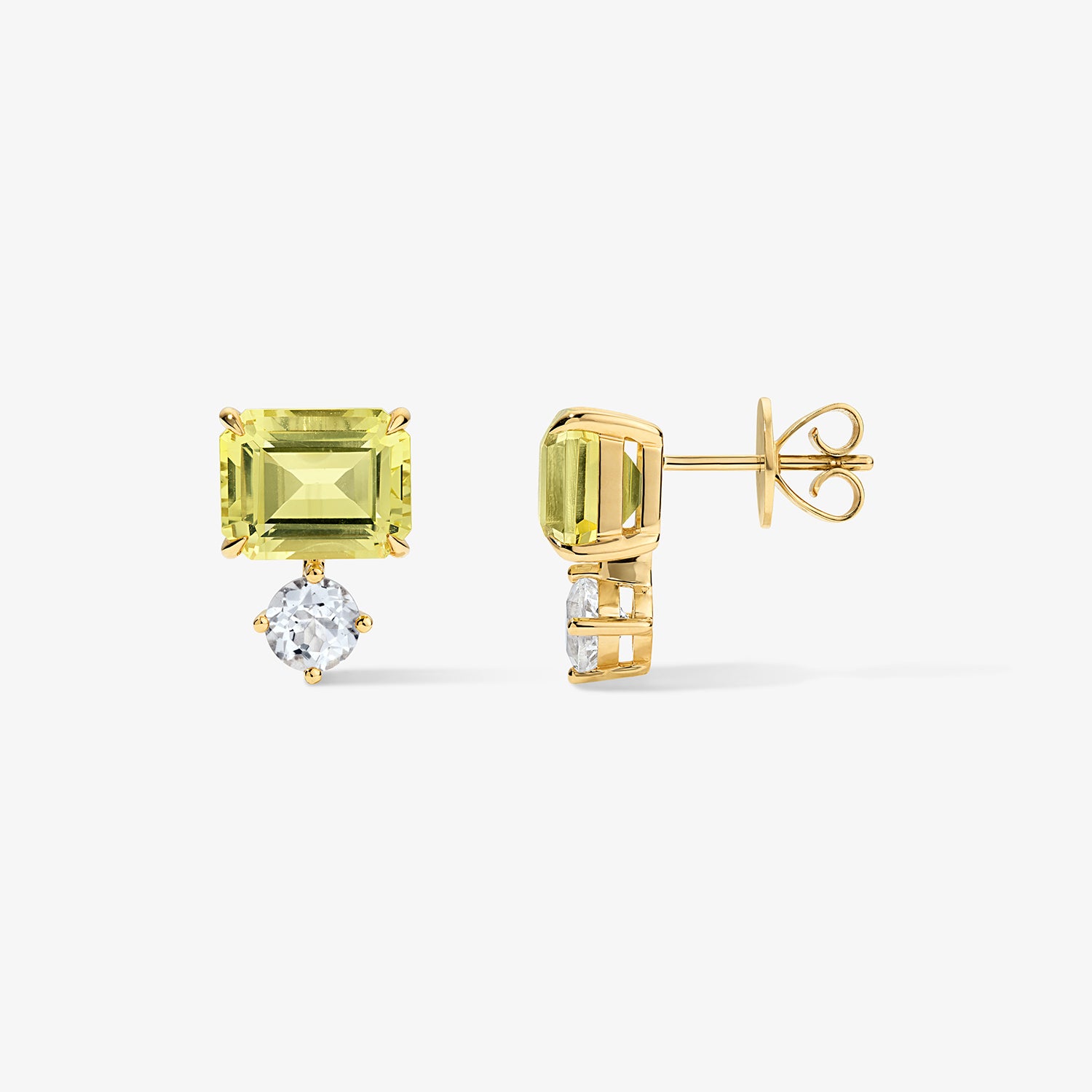 Candy Confetti Emerald Cut Lemon Quartz Studs