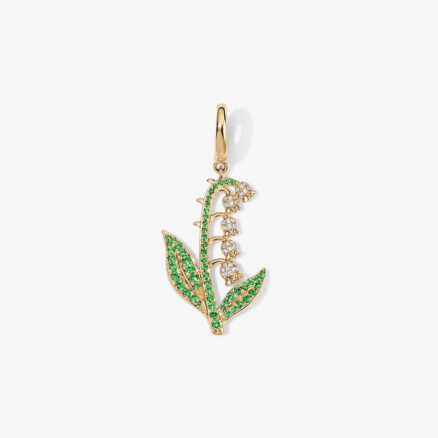 Large Token Lily of the Valley Birth Flower Charm 14K Yellow Gold