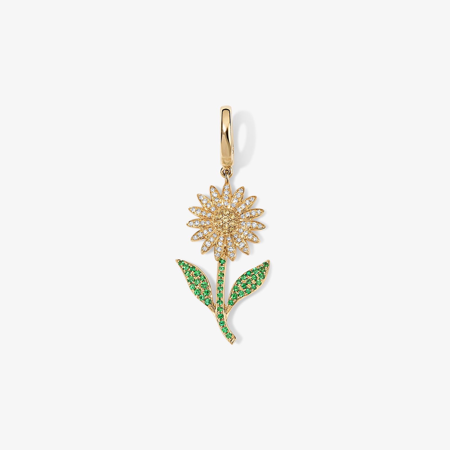 Large Token Daisy Birth Flower Charm 14K Yellow Gold