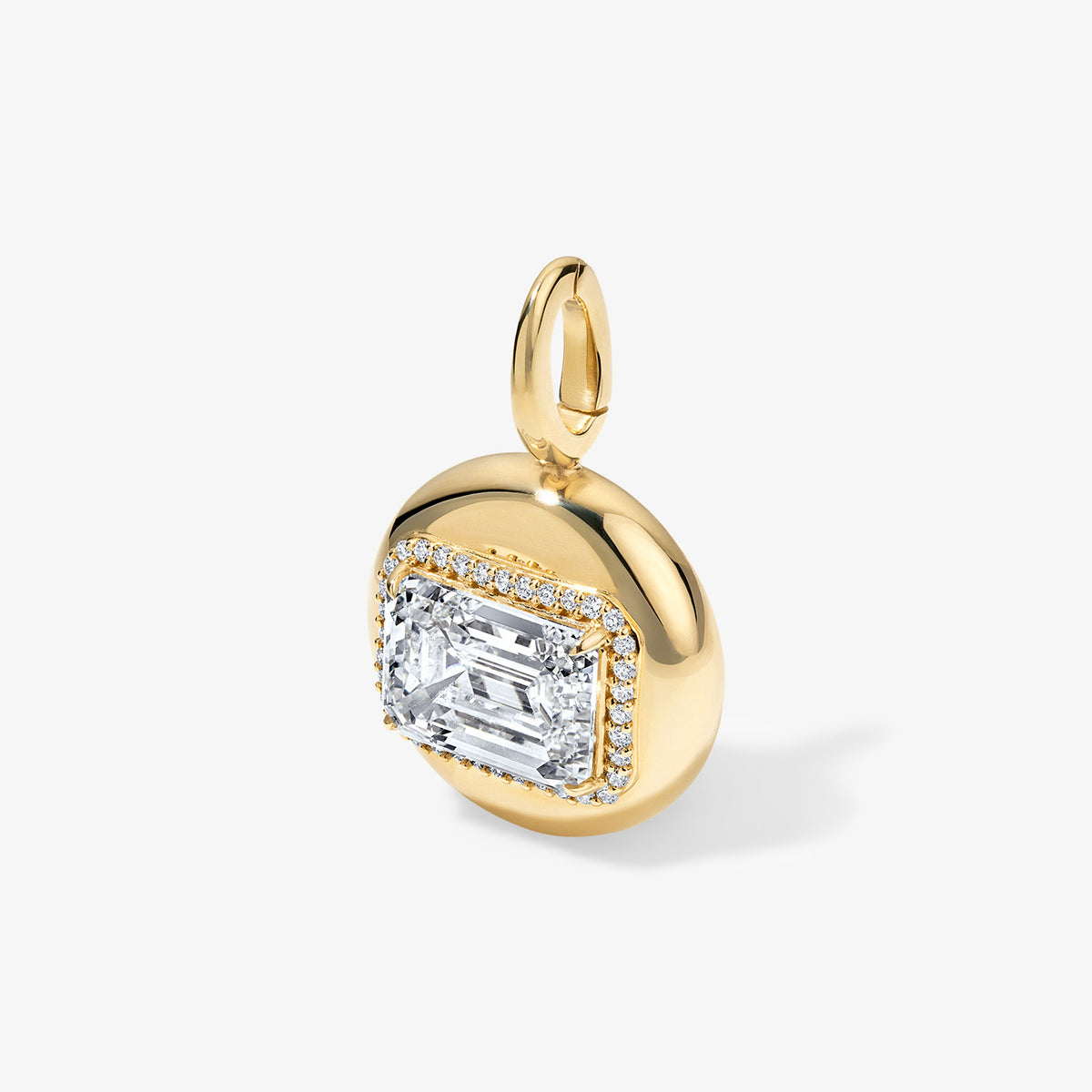 Large Lab Grown Emerald Diamond Candy Button Charm