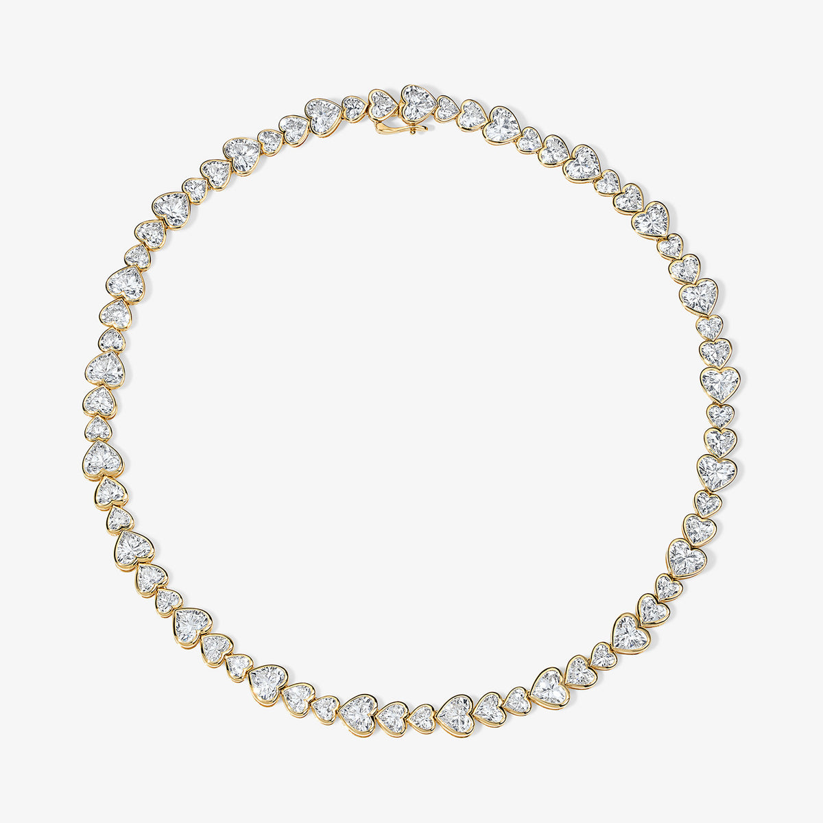Coco Lab Diamond Heart Bezel Tennis Necklace 14K Yellow Gold