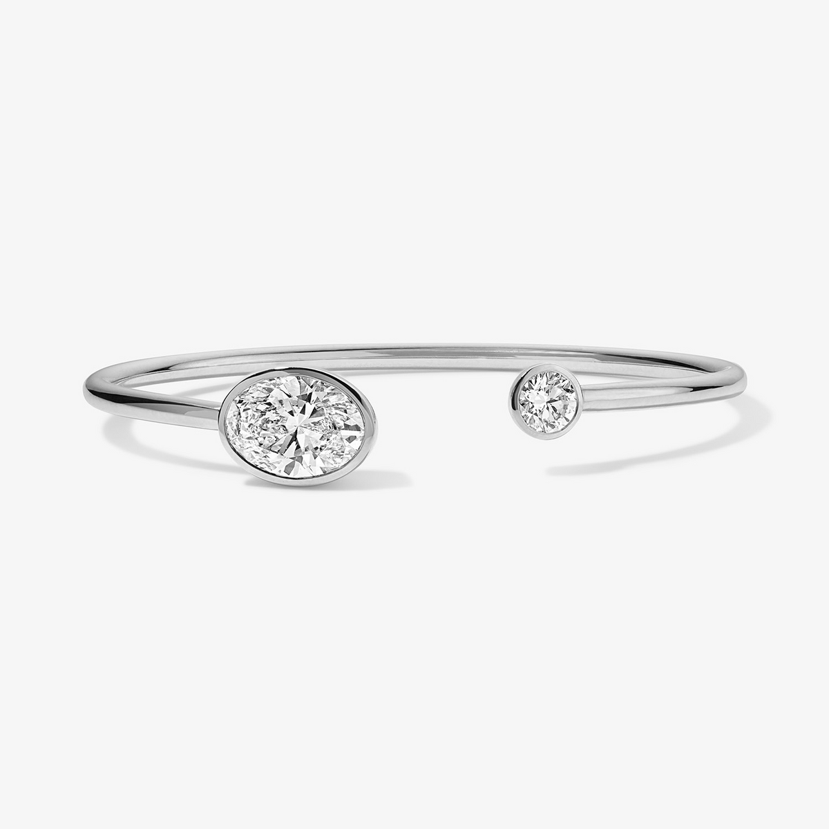 Coco Lab Diamond Oval Round Flex Bangle 14K White Gold Regular