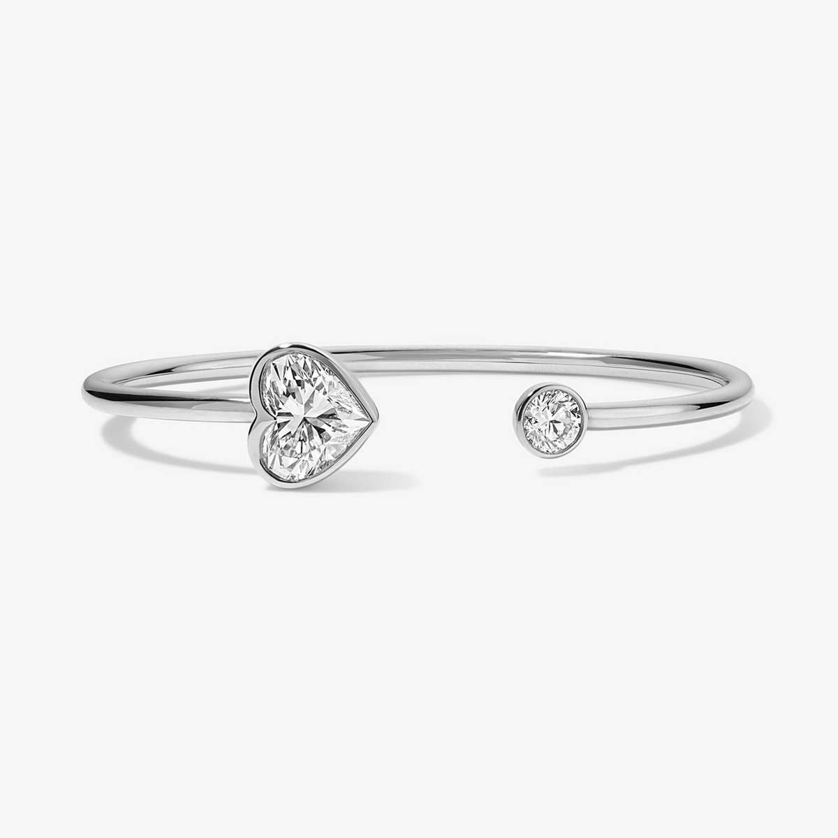 Coco Lab Diamond Heart Round Flex Bangle 14K White Gold Regular