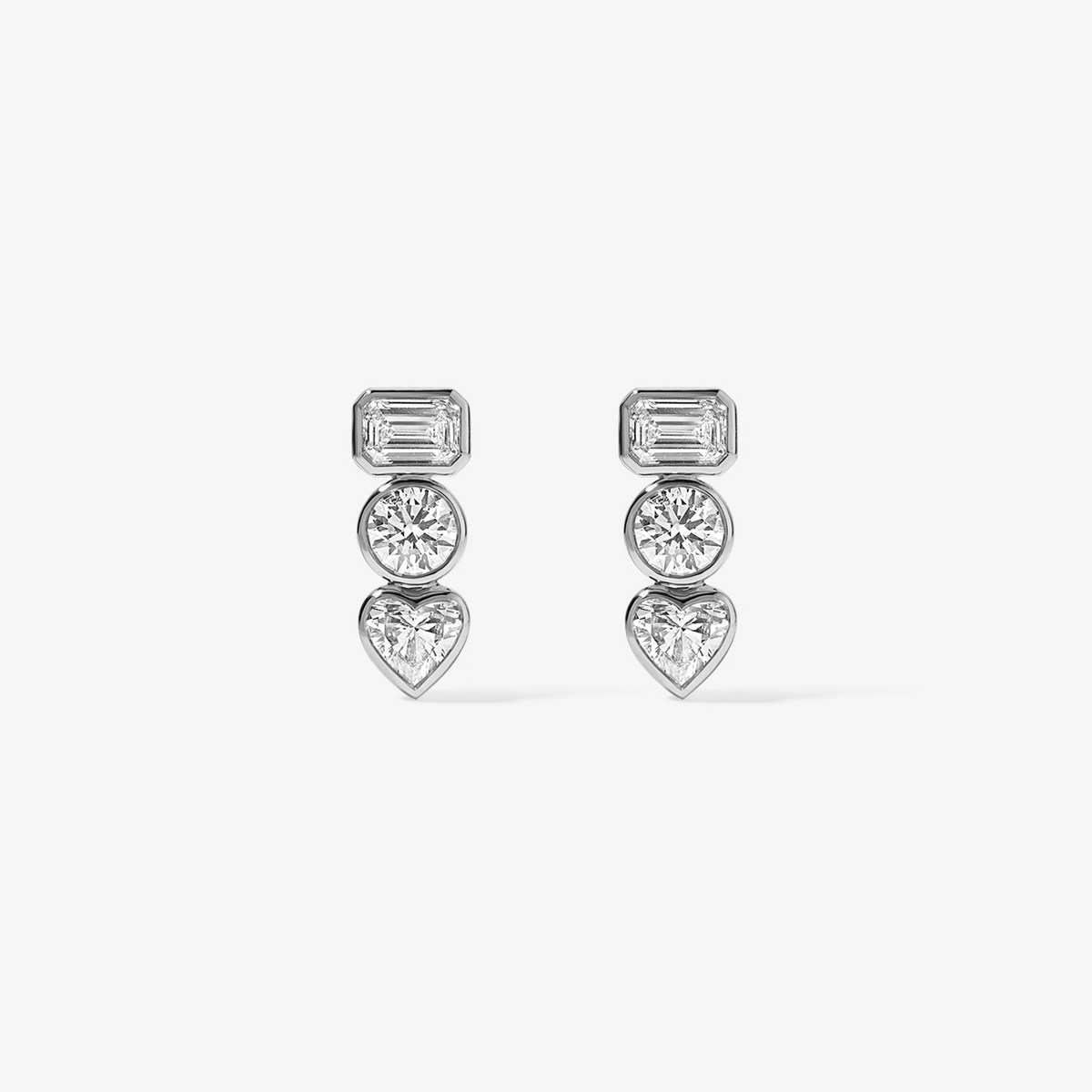 Coco Lab Diamond Mixed Shape Studs 14K White Gold Jumbo
