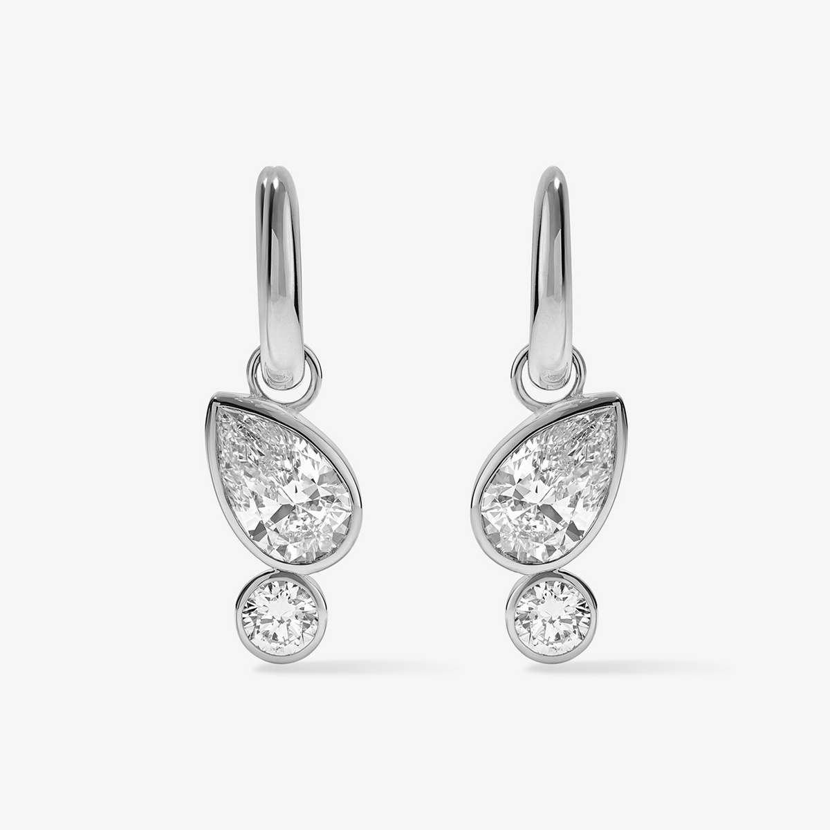 Coco Lab Diamond Pear Huggies 14K White Gold