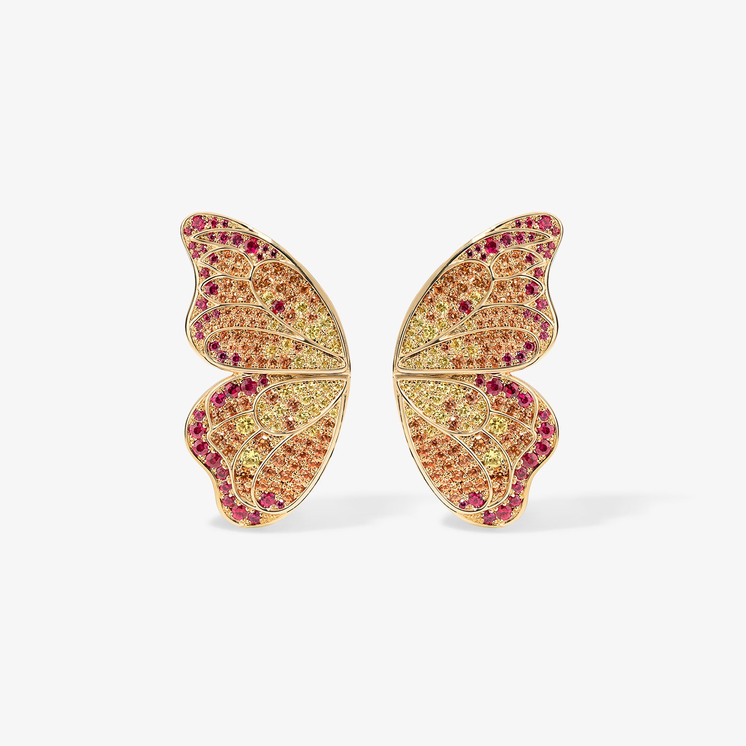 Large Token Butterfly Statement Earrings 14K Yellow Gold Pair