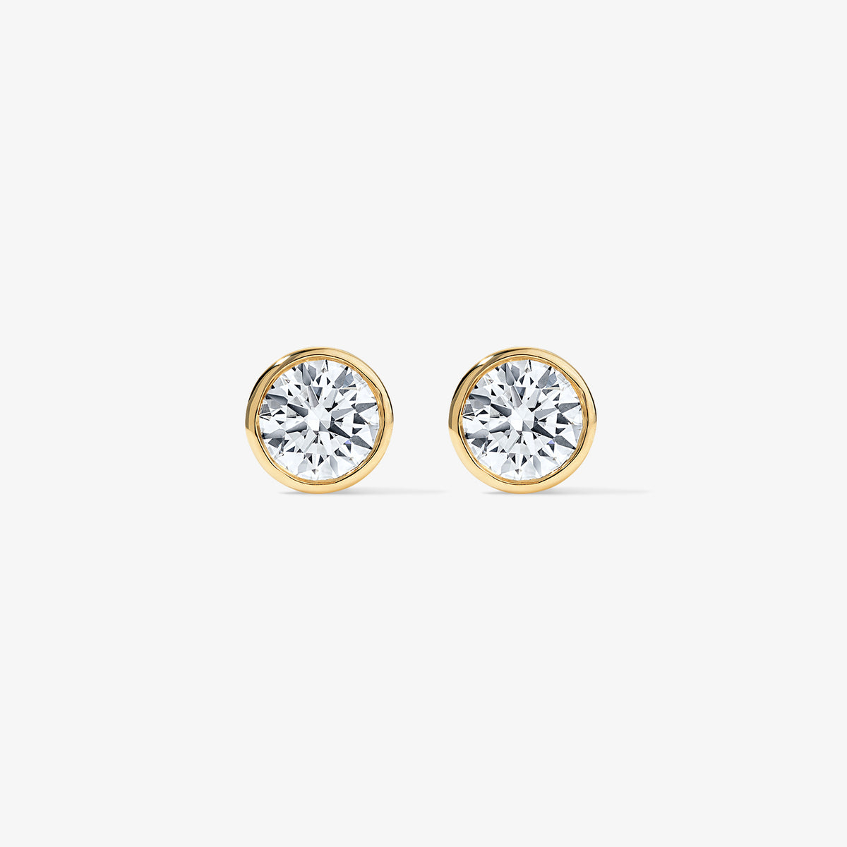 Lab Grown Diamond Round Bezel Studs 14K Yellow Gold