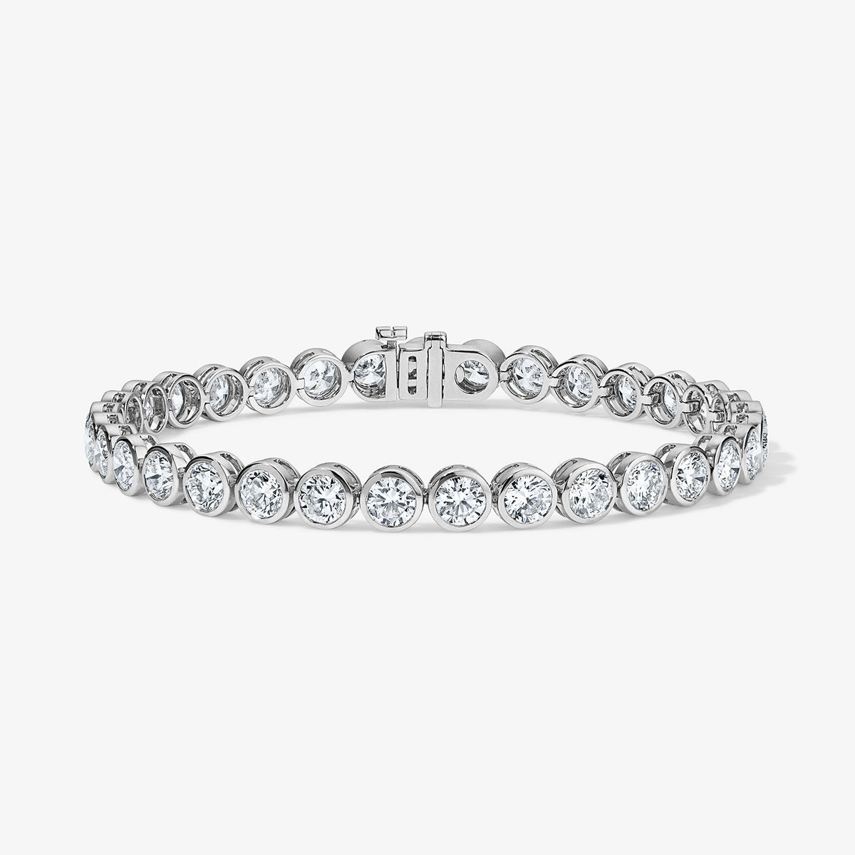 Lab Grown Diamond Round Bezel Tennis Bracelet 14K White Gold