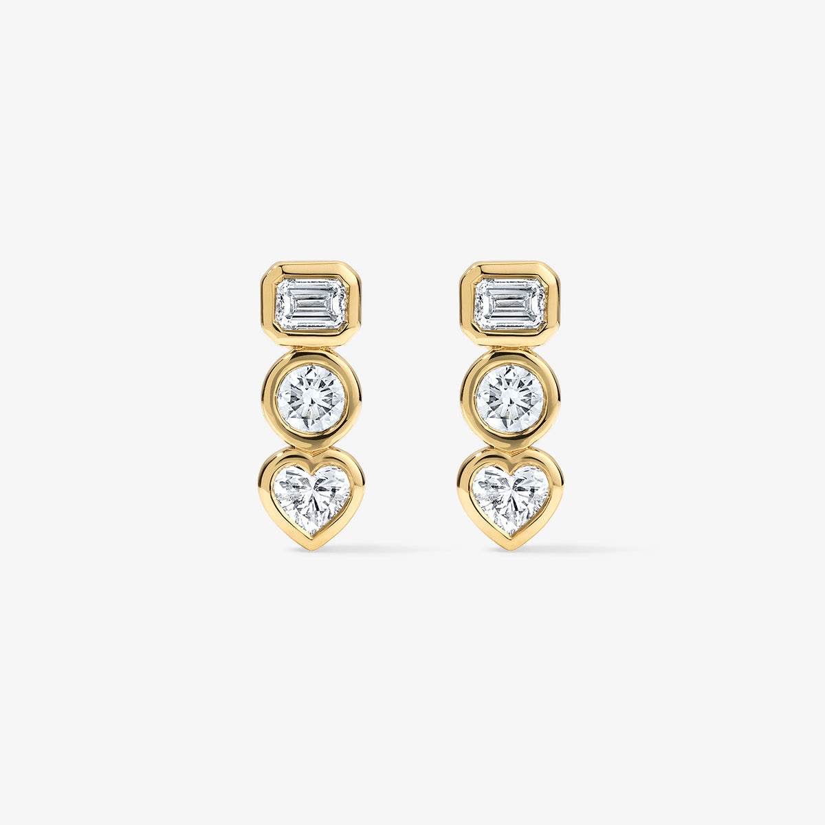 Coco Lab Diamond Mixed Shape Studs 14K Yellow Gold Regular