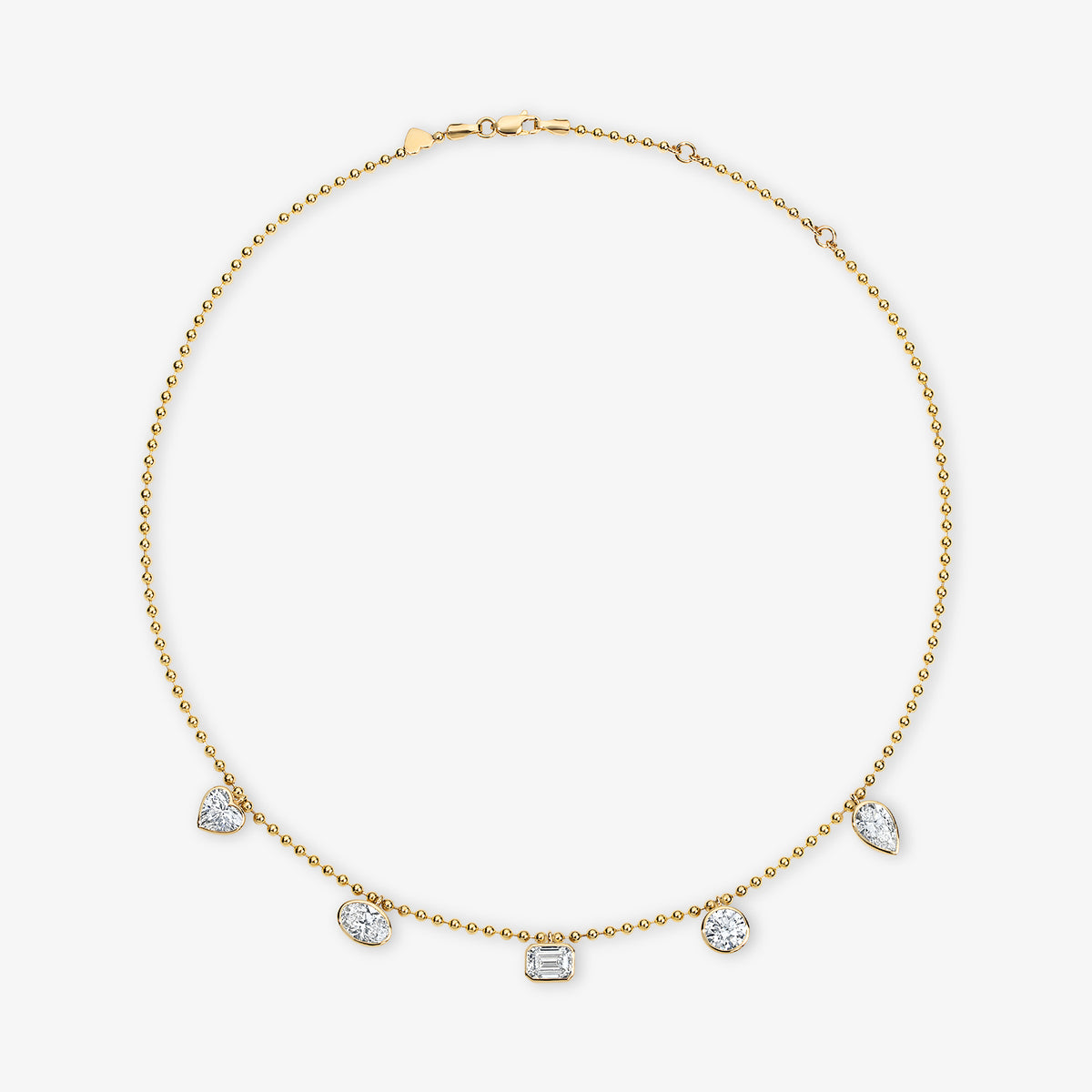 Coco Lab Mixed Shape Diamond Shaker Necklace 14K Yellow Gold 14-16in