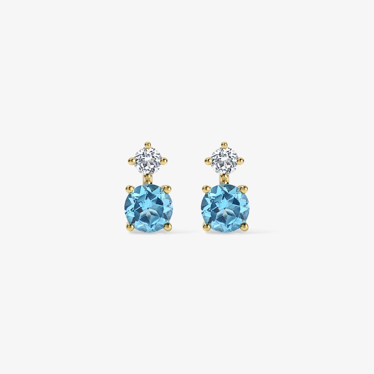 Mini Confetti Swiss Blue Topaz Studs 14K Yellow Gold