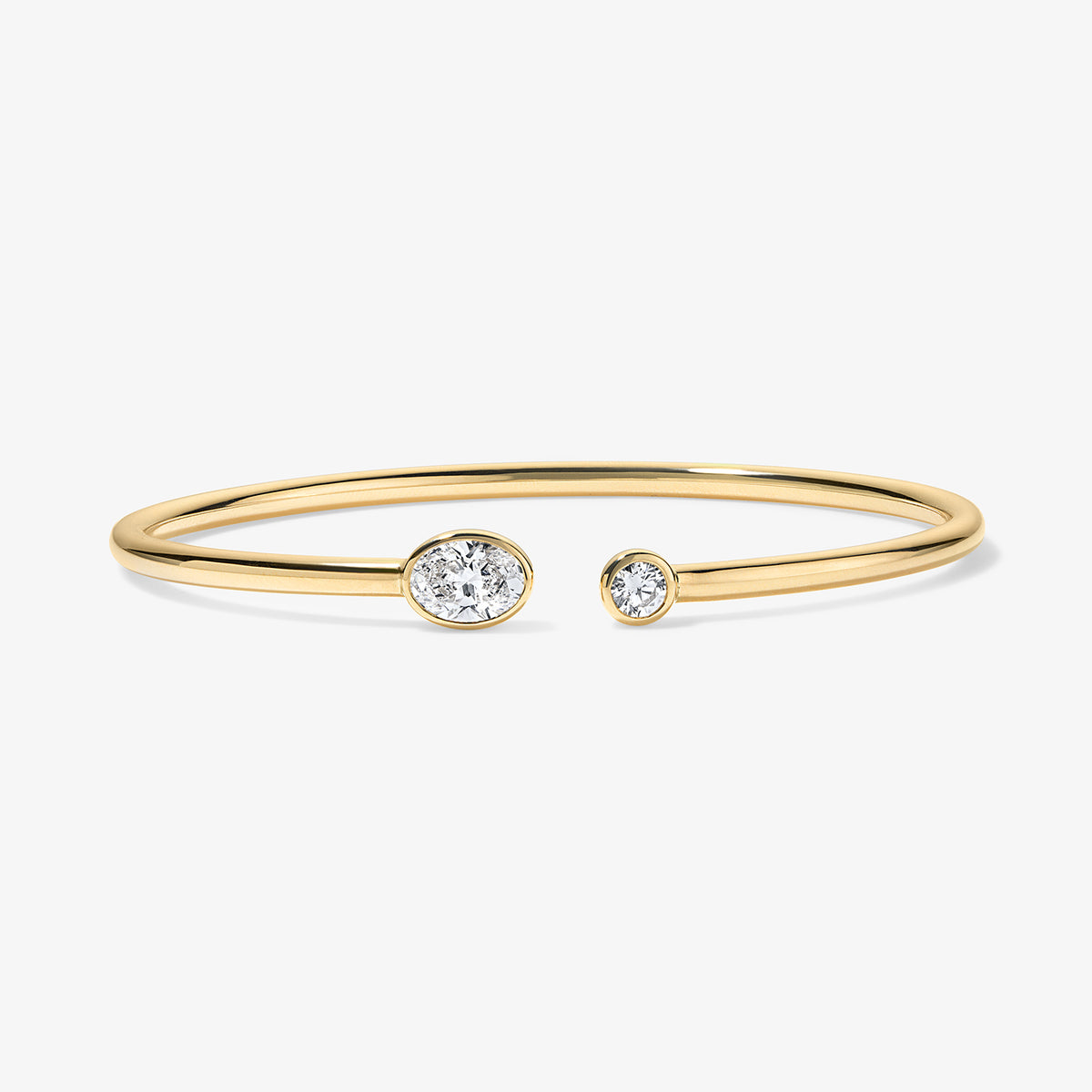 Coco Lab Diamond Oval Round Flex Bangle 14K Yellow Gold Petite